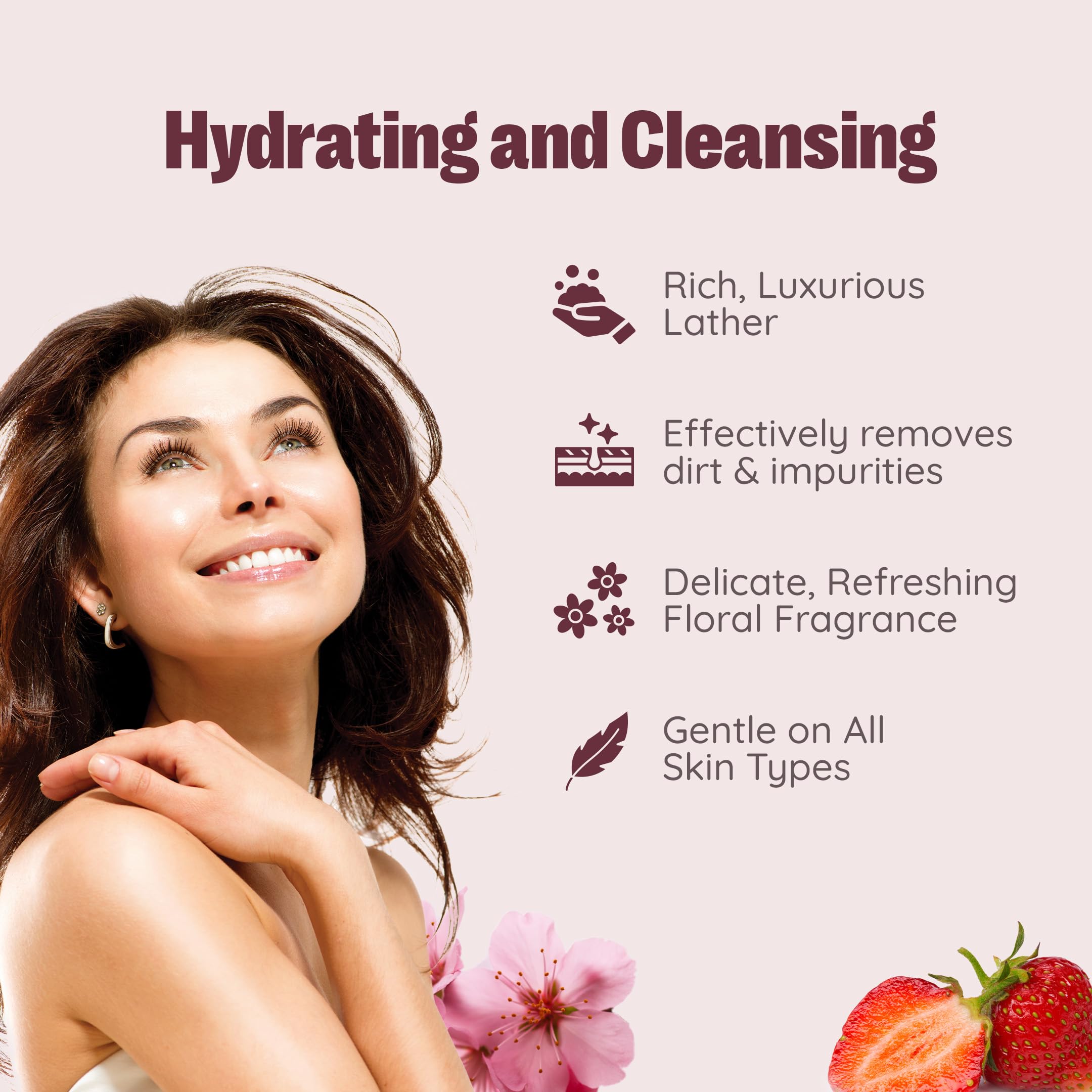 Moisturizing Body Wash for Dry & Oily Skin - Strawberry & Cherry Blossom Scented Shower Gel (Pack of 2 x 300ml) | Tan Removal | For Men & Women | Perfect for Daily Hydration & Post-Sun Care