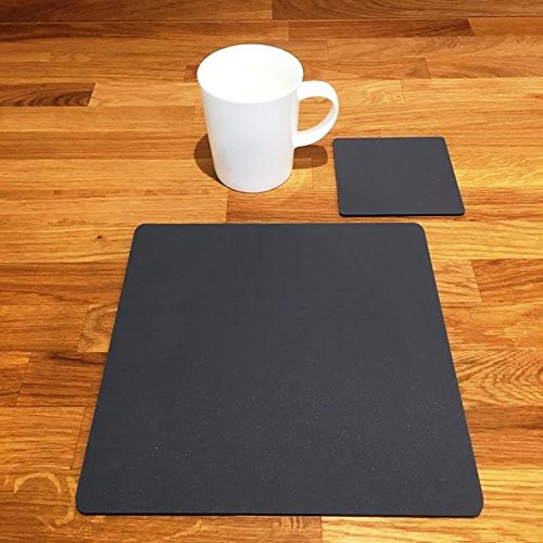 Premium Square Placemat and Coaster Set - Graphite Grey - Set of 6 - Large Size - Perfect for Dining Table, Kitchen Counter, and Home Decor