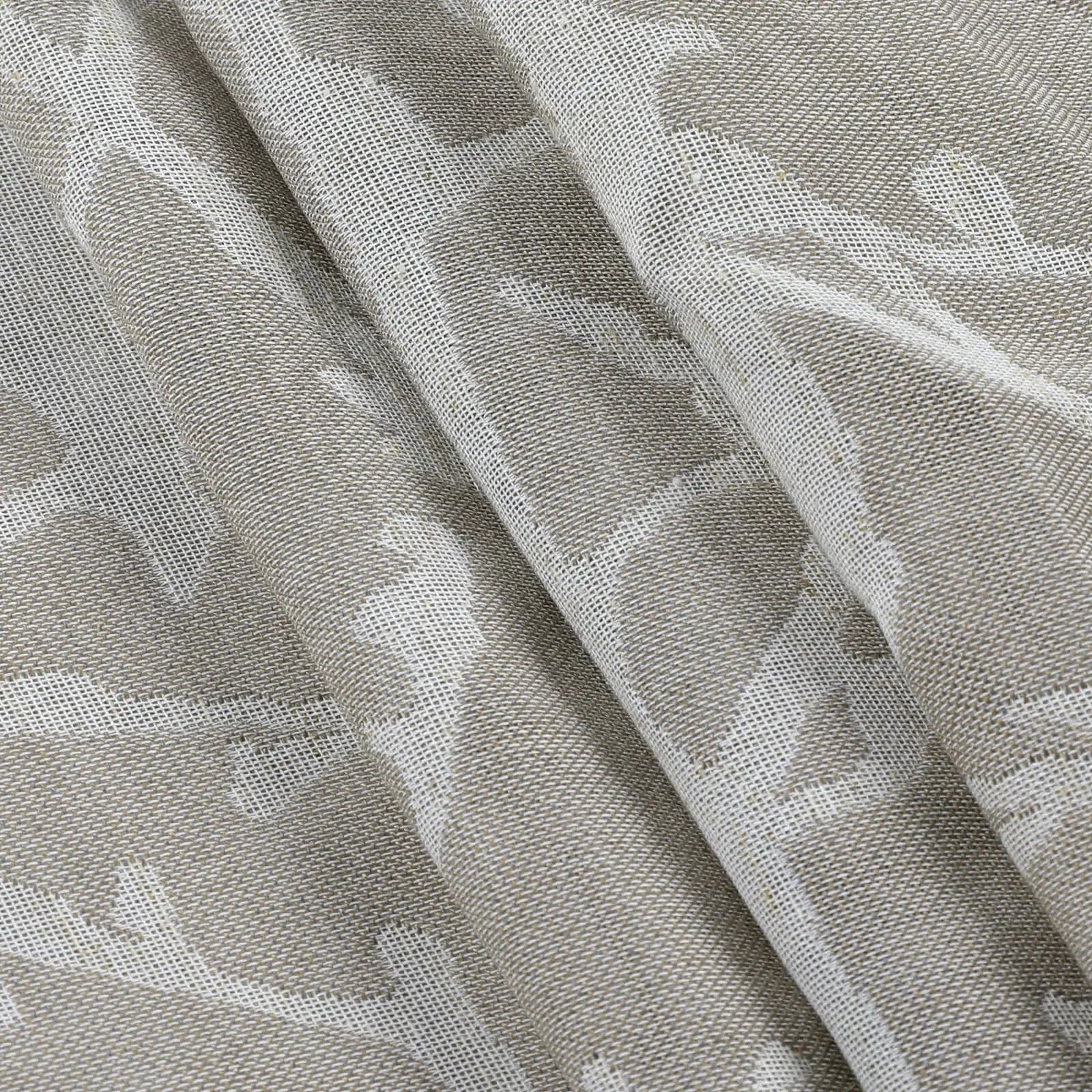 Freya Linen Semi-Sheer Jacquard Pleated Curtains - Elegant Window Treatment for Living Room & Bedroom