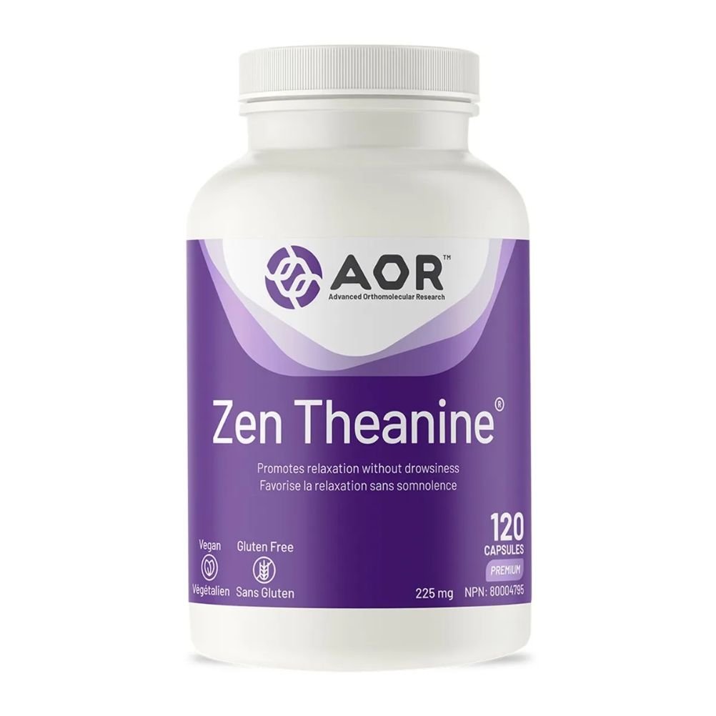 Premium Aor Zen Theanine 225mg - 120 Capsules | Natural Stress Relief & Relaxation Supplement for Focus & Sleep Support