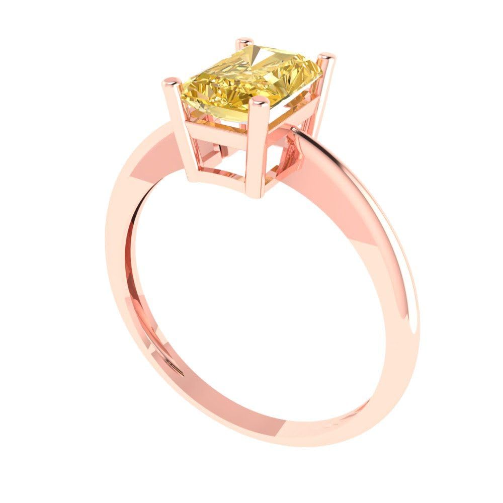 1.0 ct Natural Yellow Citrine Radiant Cut Solitaire Engagement Ring - 14k Rose Gold Bridal Jewelry for Anniversary & Wedding - Perfect for Proposals, Romantic Gifts & Special Occasions