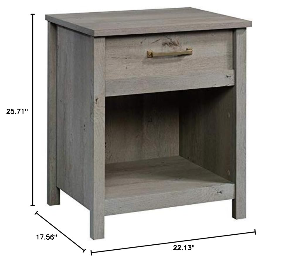 Pemberly Row 1-Drawer Nightstand in Mystic Oak Finish - Bedside Table for Bedroom, Living Room & Guest Room