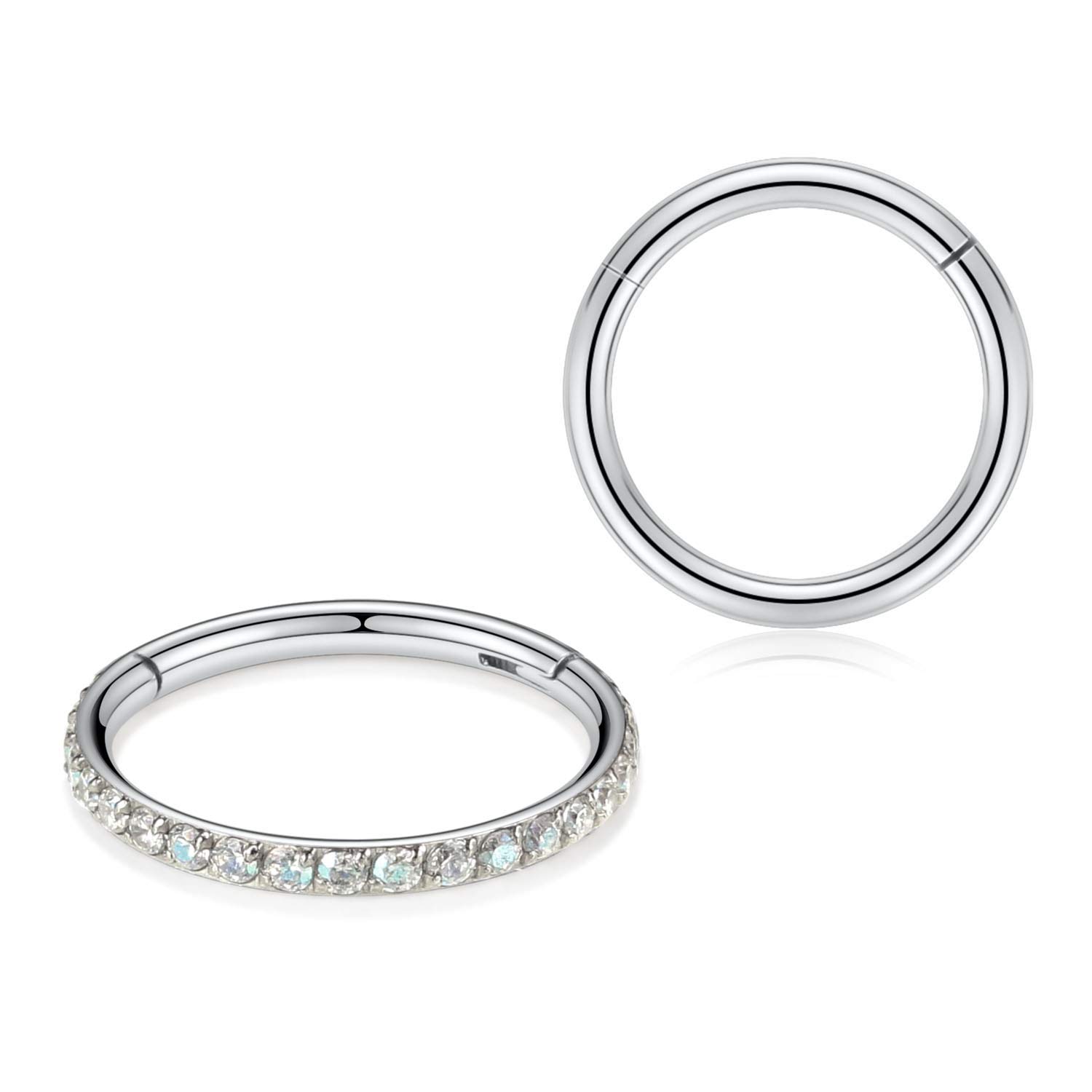 PEAKLINK 16G Septum Hoop Earrings - 316L Surgical Steel Nose Ring & Cartilage Jewelry - 2Pcs Seamless Clicker Daith, Conch, Tragus, Helix, Rook Piercing Hoops - 8mm & 10mm Sizes - Perfect for Everyday Wear, Parties & Body Jewelry Lovers