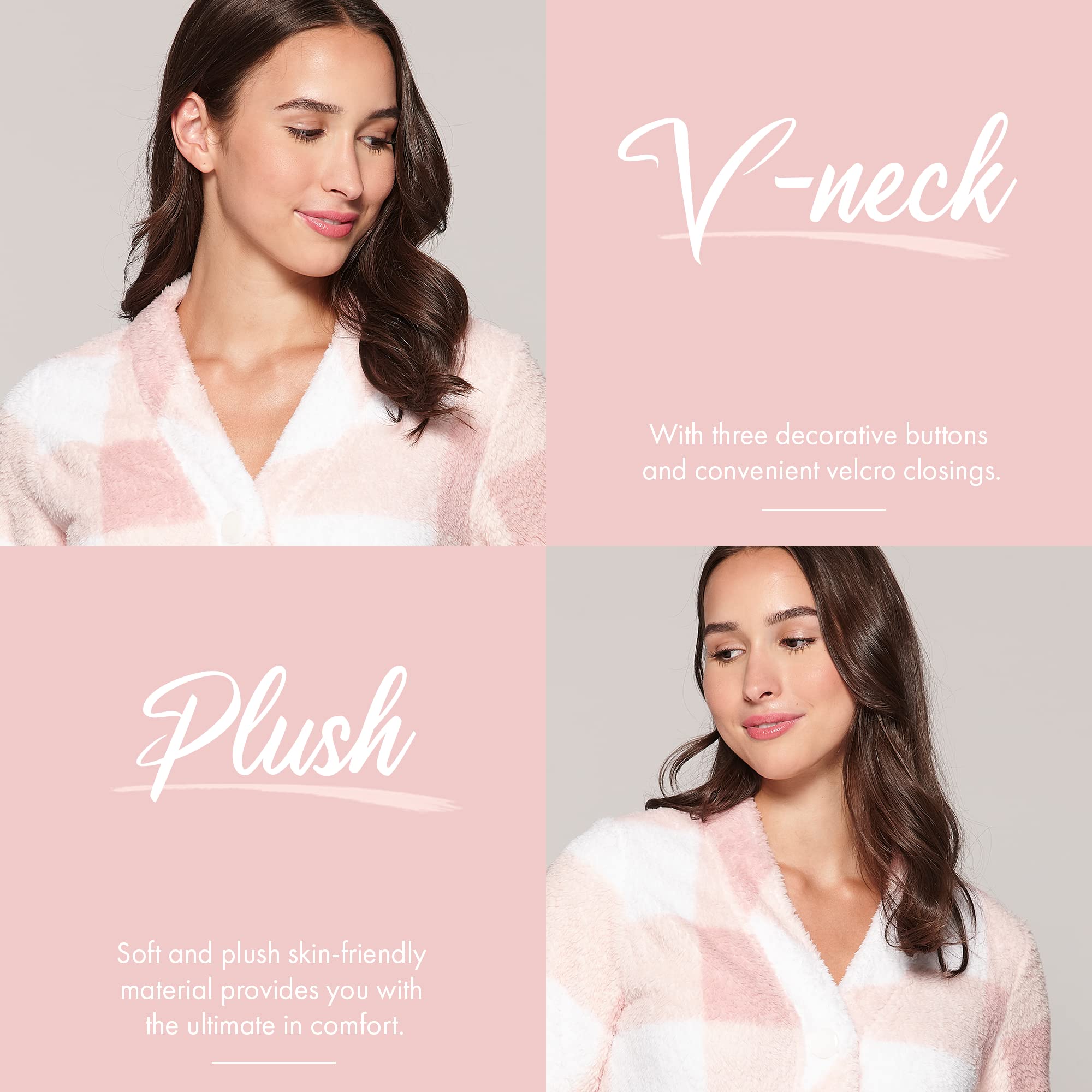 Women's Casual Bed Jacket with Velcro Openings - Soft & Comfortable Loungewear for Relaxing at Home, Nursing, or Post-Surgery Recovery