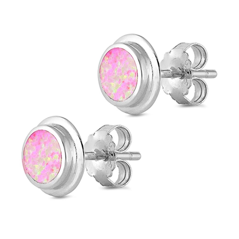 Lab Created Opal Stud Earrings .925 Sterling Silver - Rainbow Colors Available | Perfect for Weddings, Parties & Everyday Elegance (SEO4909)