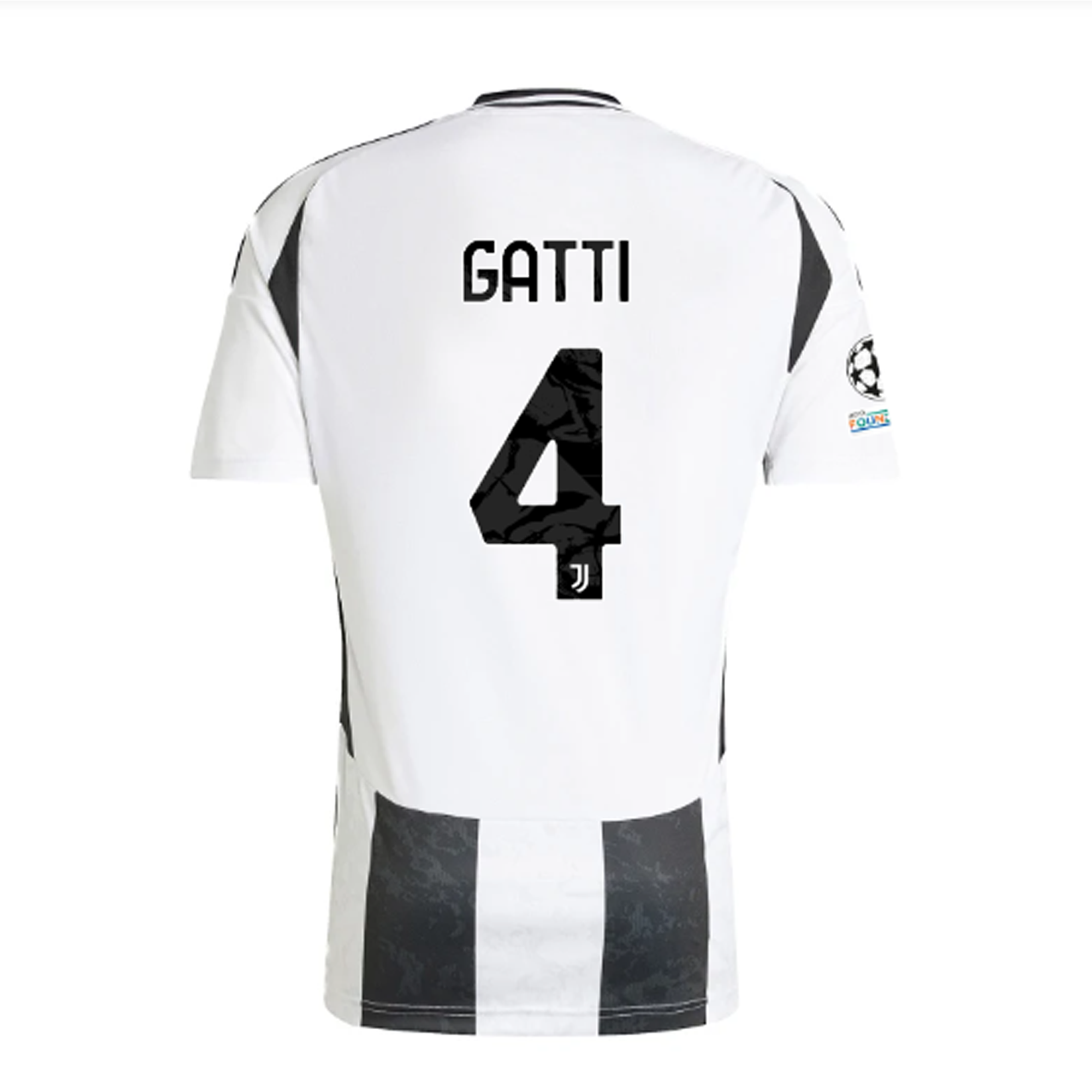 Adidas Juventus Authentic Federico Gatti Home Jersey 2024-2025 - White/Black with Champions League & Copa Italia Patches - Official Soccer Jersey for Men - Perfect for Matchdays, Fan Events & Collectors