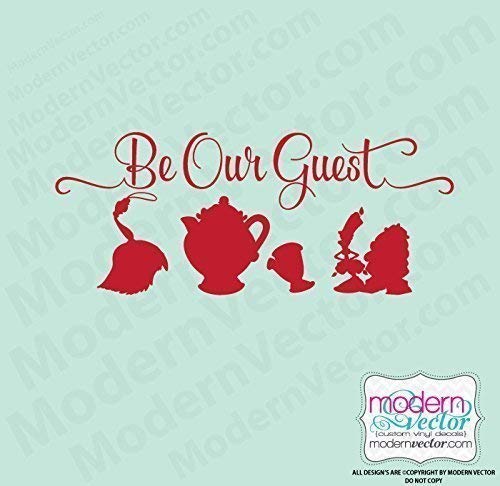 Be Our Guest Silhouette Wall Decal - Elegant Disney-Inspired Vinyl Sticker for Bedroom, Guest Room & Kitchen Decor - Perfect for Nursery, Living Room & Home Interior Design
