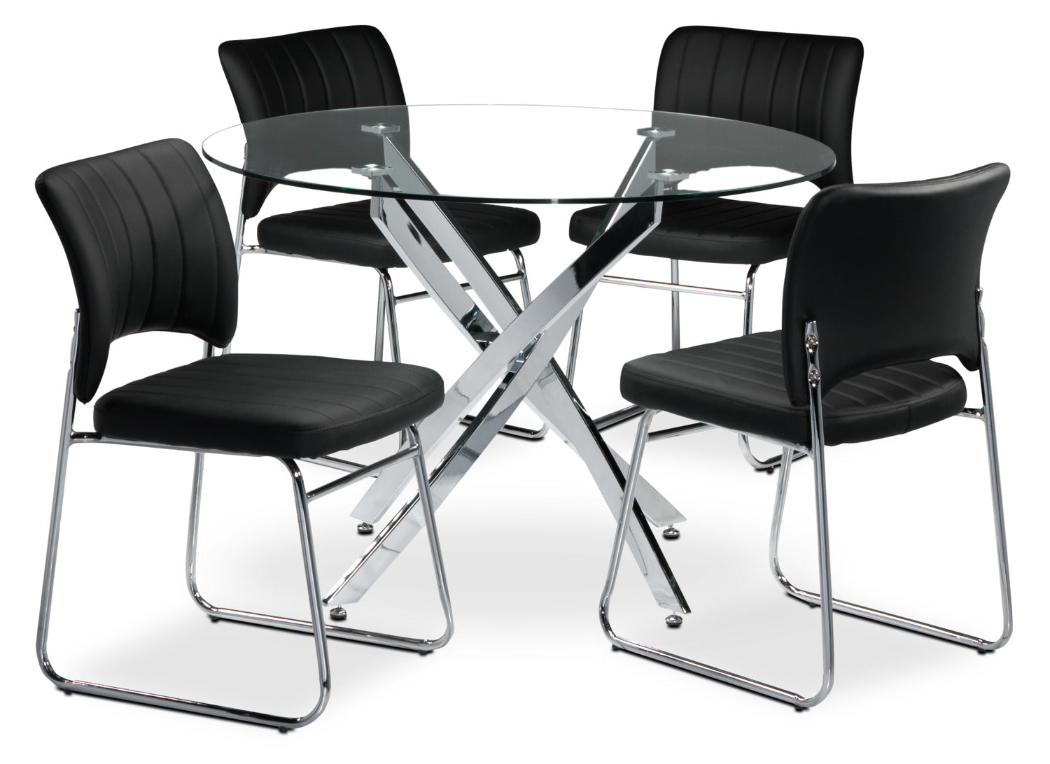 Atlantis 5-Piece Dinette Set - Chrome & Black Kitchen Table Set for Small Spaces | Perfect for Breakfast Nook, Apartment Dining, or Compact Kitchen