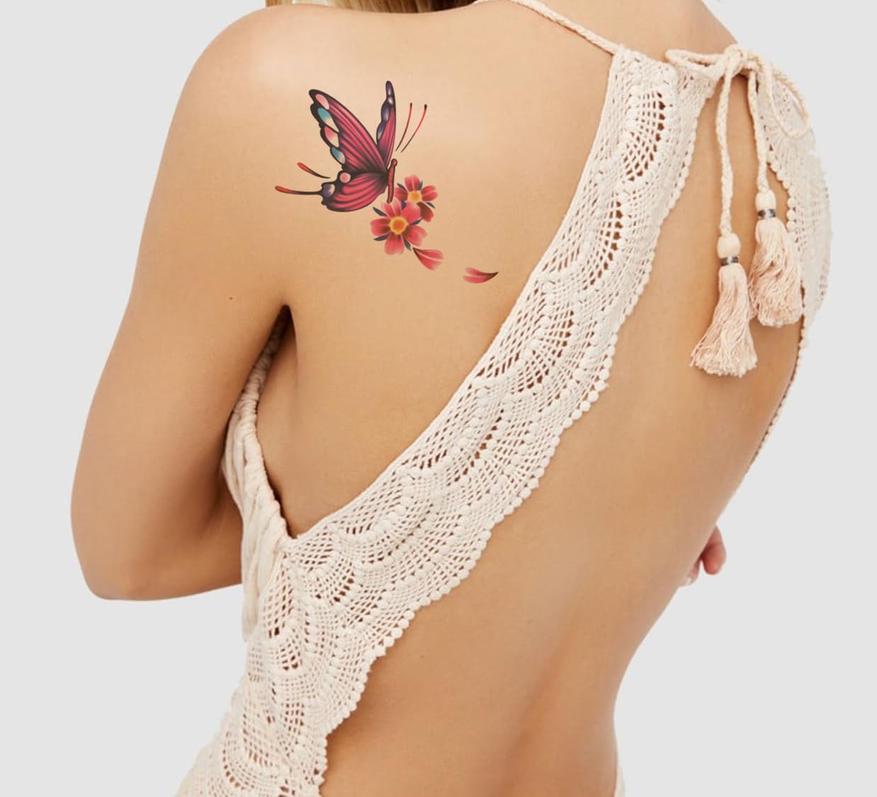 Waterproof Temporary Tattoo Stickers for Men & Women - 3D Realistic Flowers, Butterflies, Stars, Angels, Wolves & Armband Designs (21x15cm) | Perfect for Parties, Halloween, Cosplay & Body Art