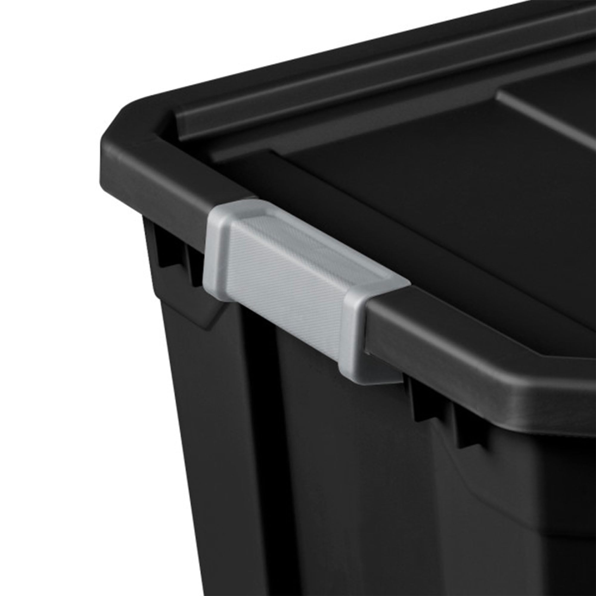 Sterilite 4-Pack 27 Gallon Black Plastic Storage Bins with Lids - Stackable Organizing Containers for Home, Garage & Office Storage Solutions