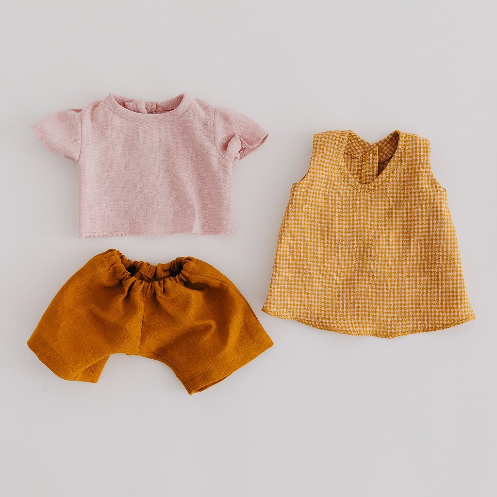 Mustard Linen Dolls Shorts for Women - High Waisted Summer Shorts with Pockets - Casual Loose Fit Short Pants for Beach, Vacation & Everyday Wear