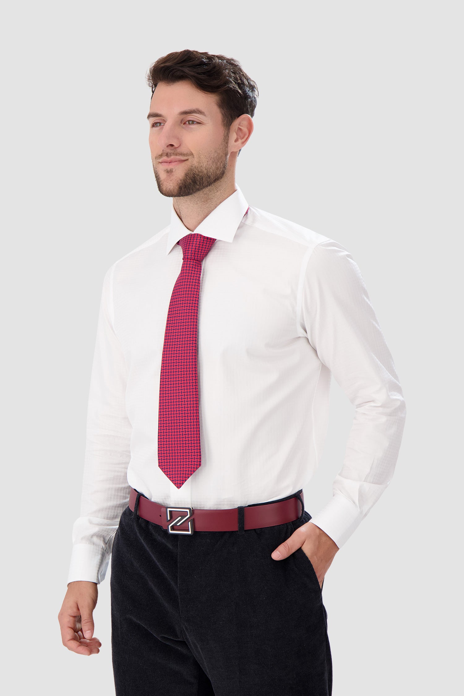 Kiton Red & Navy Silk Tie for Men | Luxury Italian Necktie for Business, Weddings & Formal Events