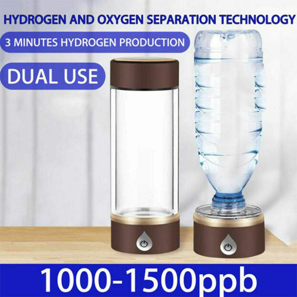 Gaone Hydrogen Water Generator Bottle - 420ML Portable Hydrogen Rich Water Maker with 1500PPB, USB Rechargeable Drinking Cup (Black) for Home, Office & Travel Hydration