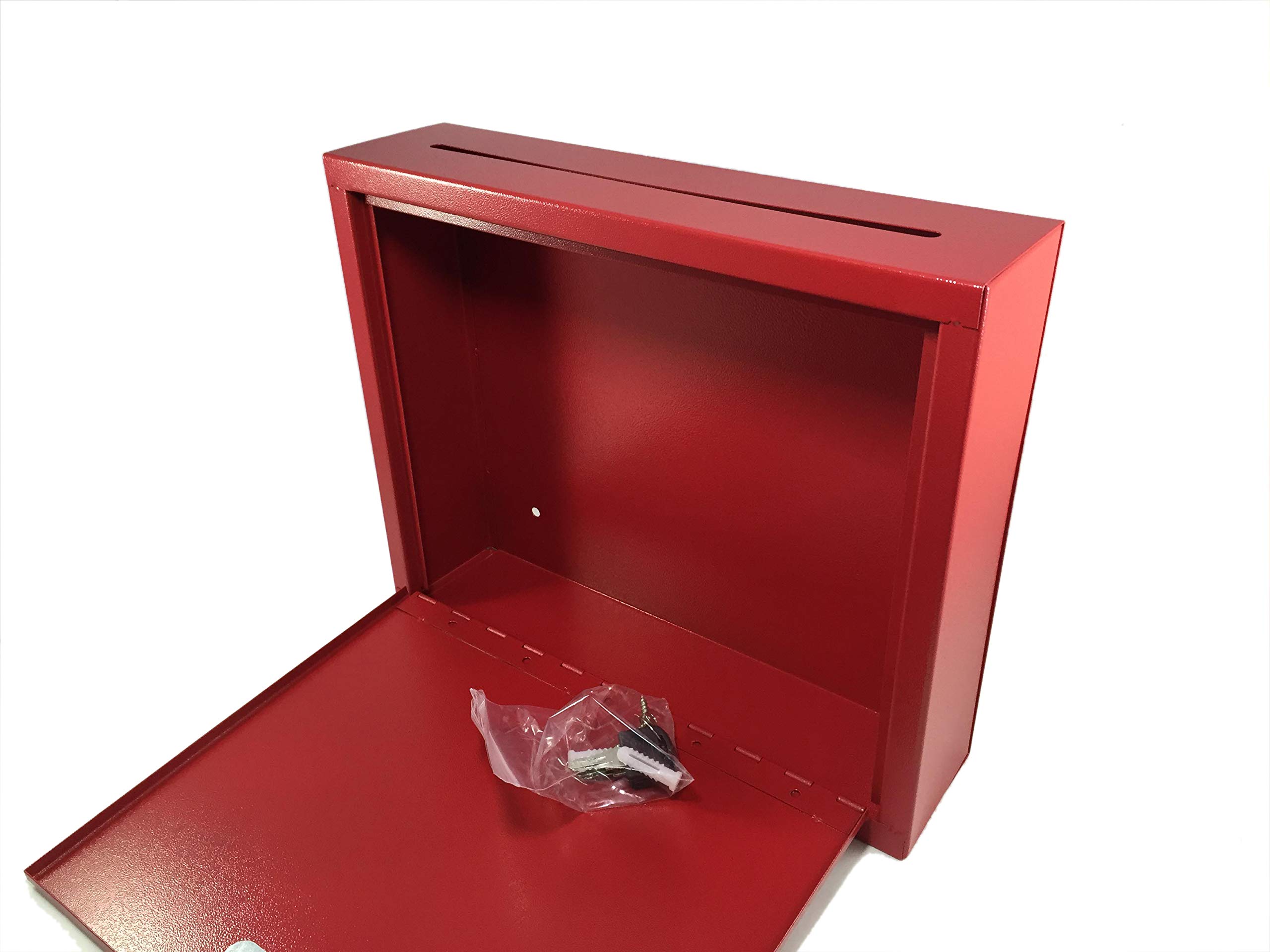 FixtureDisplays® Medium Wall Mountable Multipurpose Box - Suggestion, Donation, Drop, Mail & Cash Collection Box (Red) - Perfect for Offices, Schools, Retail Stores & Public Spaces
