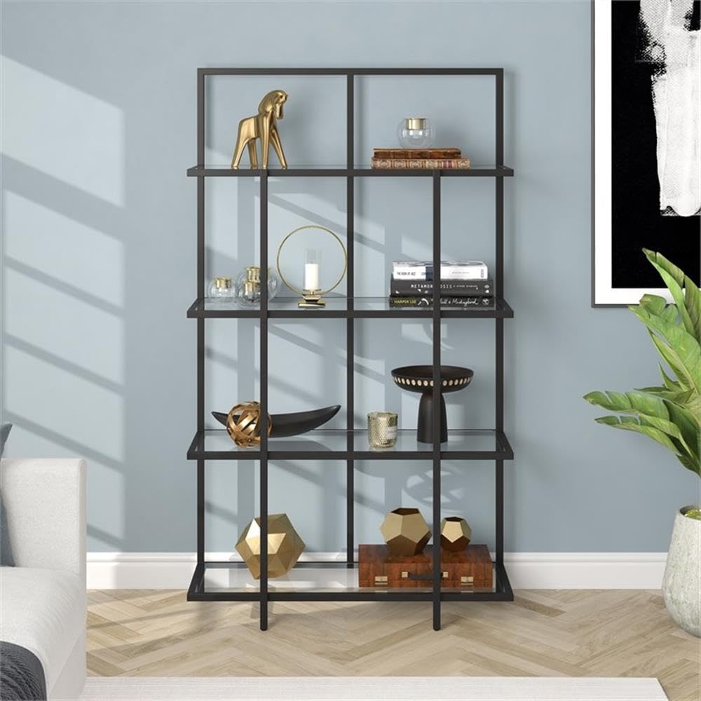 62'' Tall Rectangular Bookcase in Blackened Bronze - Modern Bookshelf for Living Room, Office & Study - Sturdy Storage Shelf for Books, Decor & Display