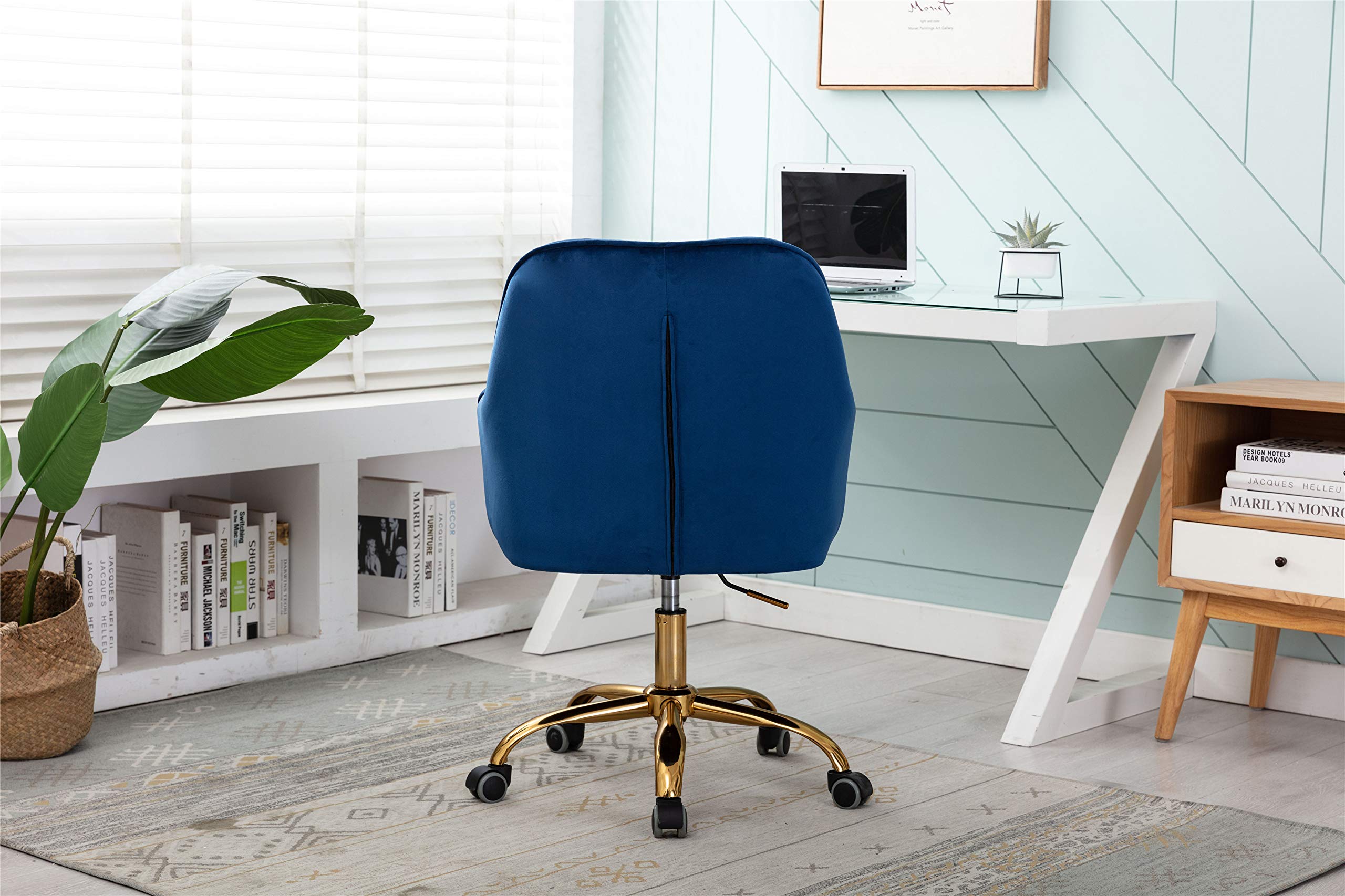 Luxury HomVent Velvet Office Chair with Tufted Back - Adjustable Swivel Desk Chair with Golden Metal Base for Home Office, Bedroom & Living Room | Perfect for Work, Study & Relaxation