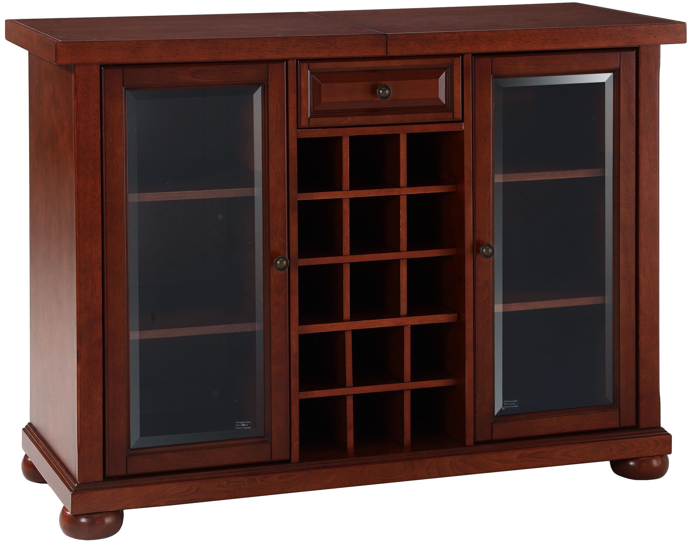 Vintage Mahogany Sliding Top Bar Cabinet by Crosley Furniture - Perfect for Home Bars, Dining Rooms & Entertaining Spaces