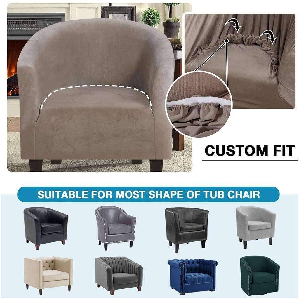 Velvet Stretch Slipcover for Club Chair - Soft Plush Non-Slip Washable Furniture Protector - Fits Living Room, Hotel, Office - Brown Armchair Cover for Home Decor & Furniture Protection