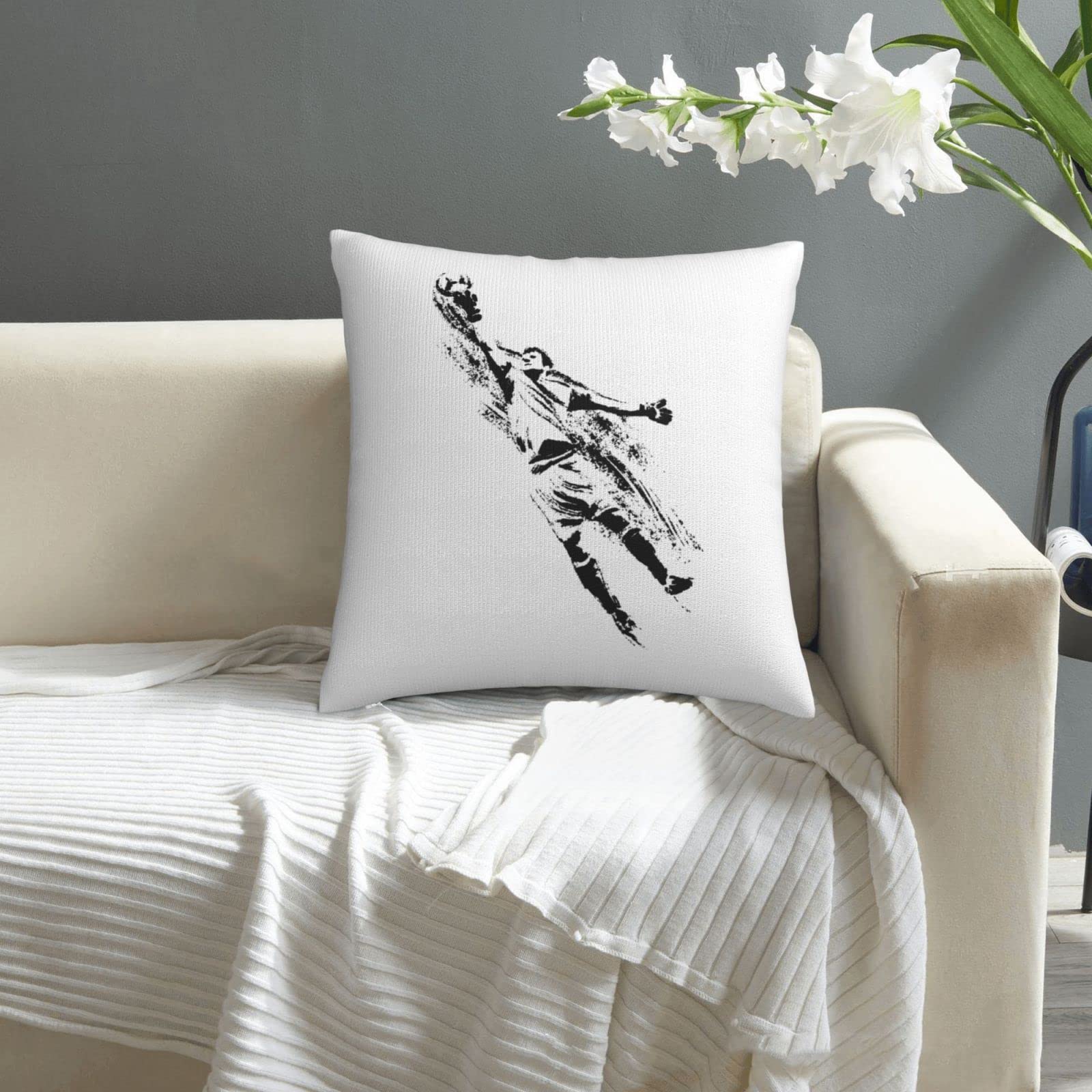 KOSPOGO 18x18 Inch Double-Sided Soccer Players Throw Pillow Covers - Soft Plush Decorative Pillow Cases for Sofa, Bedroom & Living Room - Perfect for Sports Fans Home Decor and Game Room Accessories