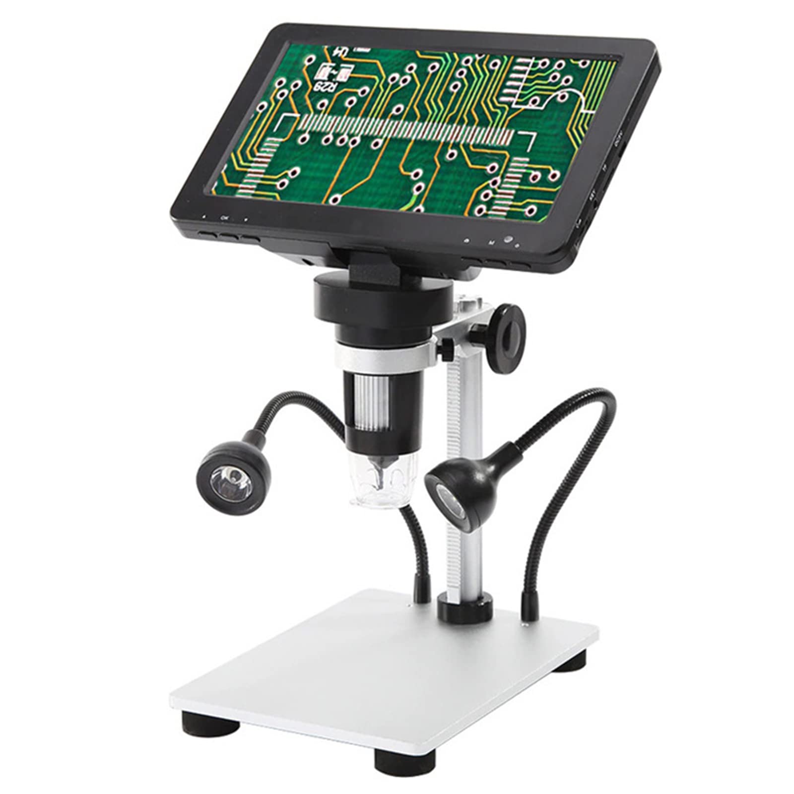 DEMAXIYA 7-inch Digital Microscope with 12MP Adjustable LCD Screen & Long Lens - High Magnification Electron Microscope for Mobile Phone Repair, Welding, PCB Inspection, Jewelry Appraisal & Science Education