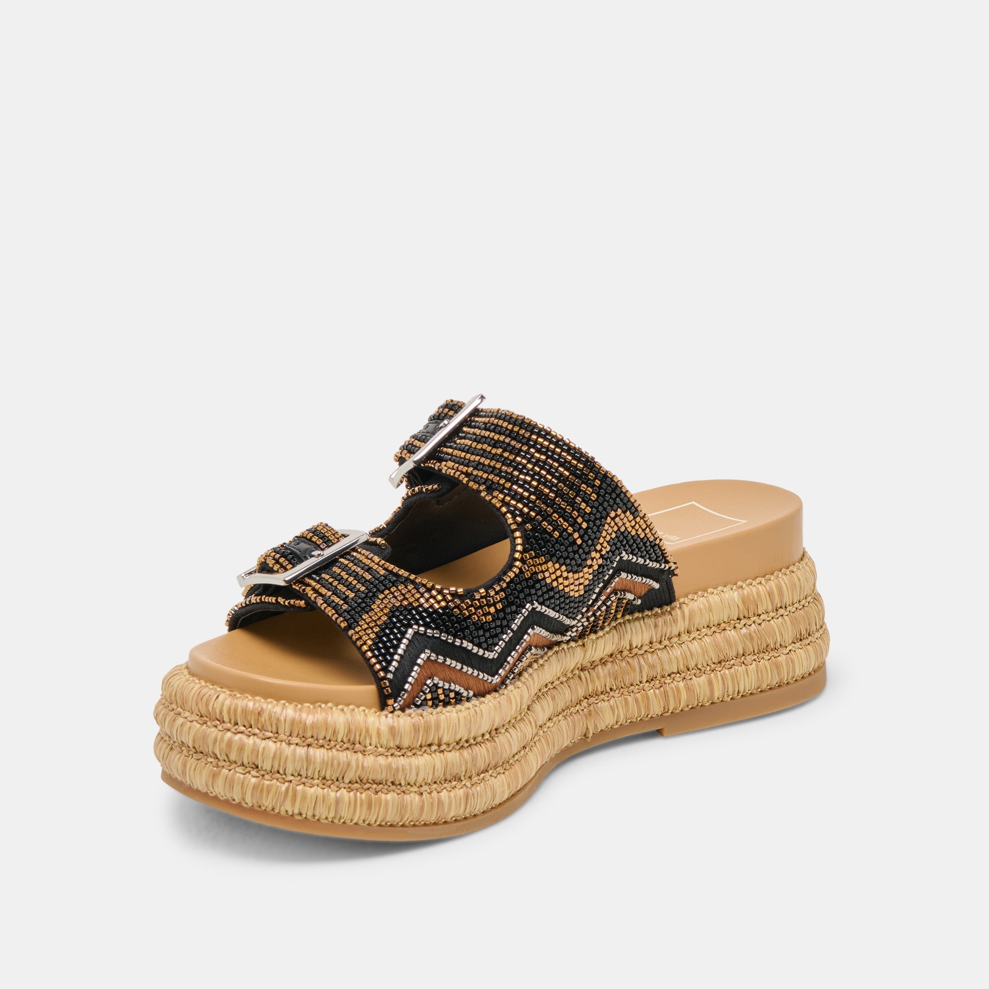 WIXIE Women's Beaded Sandals - Stylish Black Multi Bead Flat Sandals for Casual Wear, Beach & Summer Outfits
