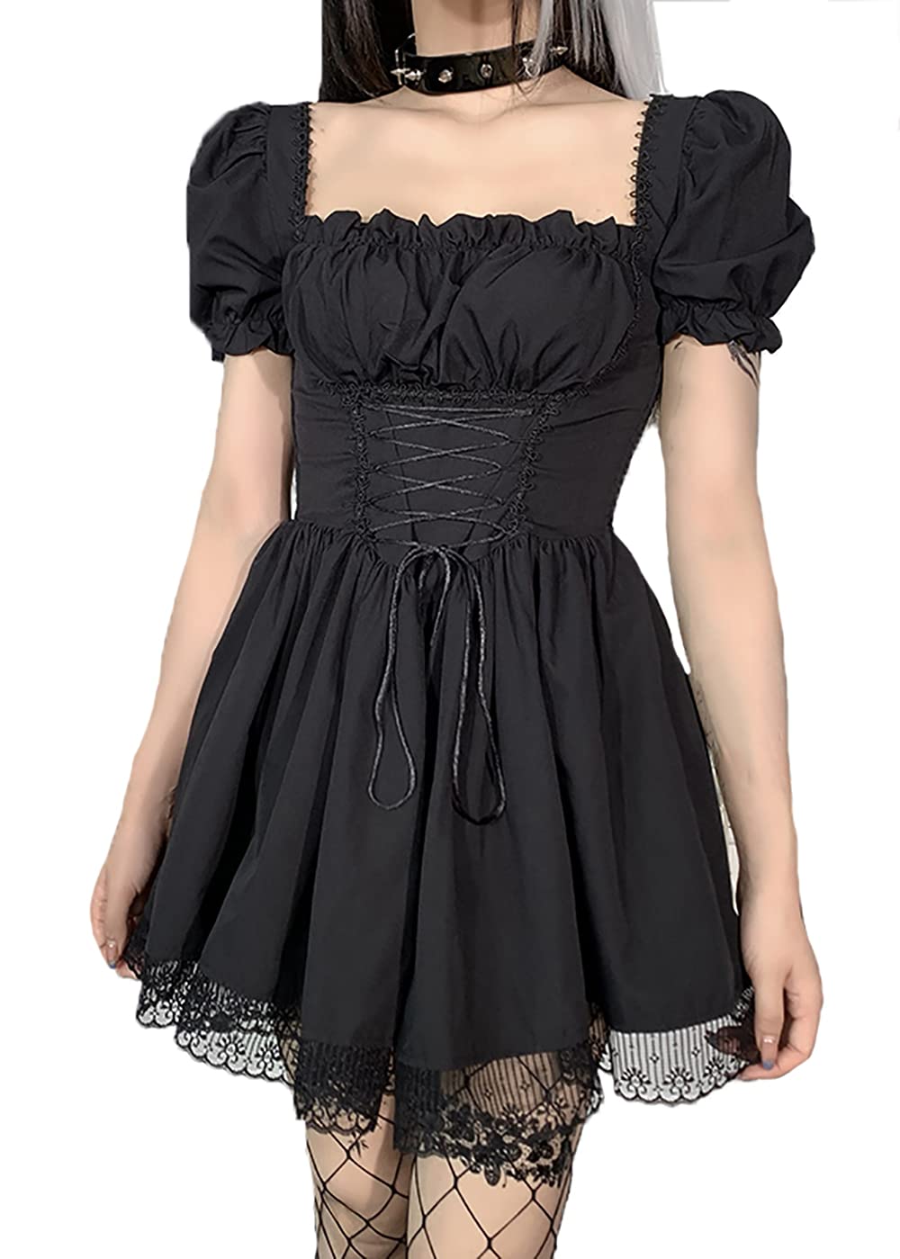 High Waist Backless Mini Dress - Plaid Gothic Punk Party Dress with Zipper | Sexy Summer Club Outfit for Women | Perfect for Concerts, Nightclubs & Gothic Events