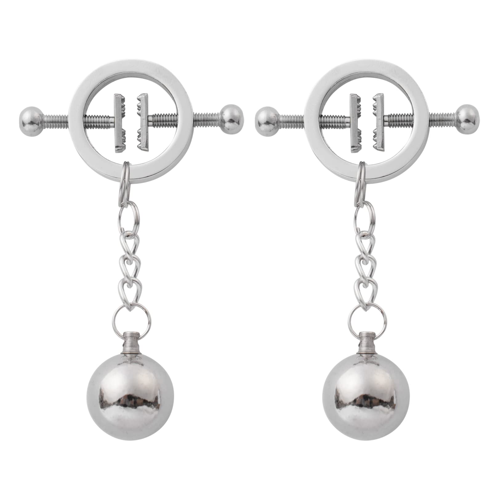FEESHOW Non-Piercing Nipple Shield Rings - Stainless Steel Barbell Ring Bar & Nipple Clamp Body Jewelry for Women & Men - Perfect for BDSM, Fetish, and Sensual Play