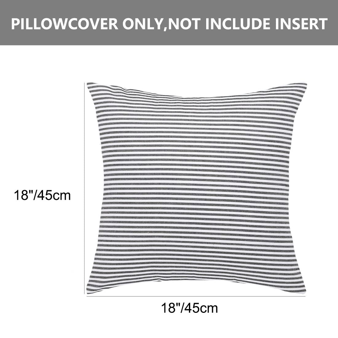 uxcell 18x18 Inch Woven Striped Throw Pillow Covers - Black and White Farmhouse Decorative Square Cushion Covers for Sofa, Bedroom, Car Chair - Soft & Durable Home Decor for Living Room, Porch, Office