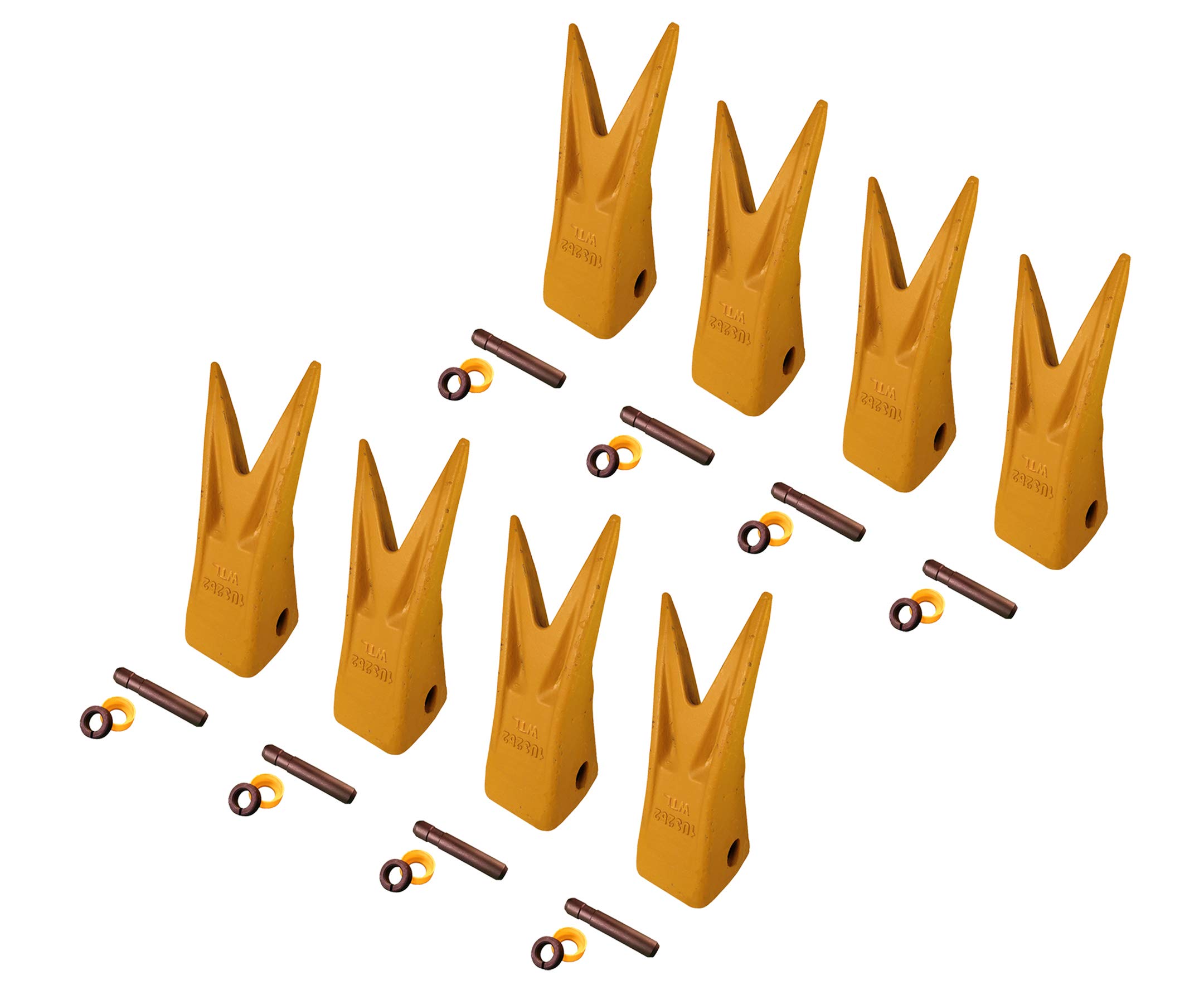 **CAT J250 Series Excavator Bucket Tiger Rock Teeth with Pins (8-Pack) - Fits 1U-3252WTL - Heavy-Duty Digging & Demolition for Construction & Mining**