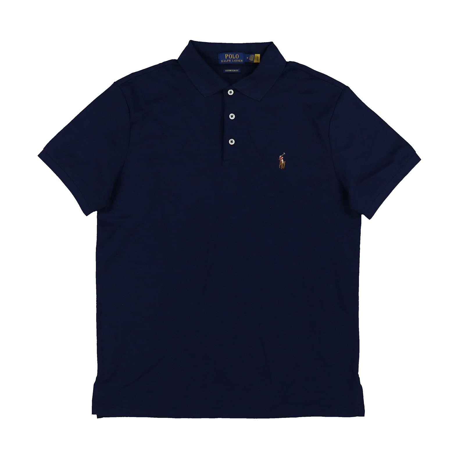 Ralph Lauren Men's Slim Fit Interlock Polo Shirt - Custom Fit, Navy Blue, X-Large | Classic Casual Wear for Office, Golf & Everyday Style