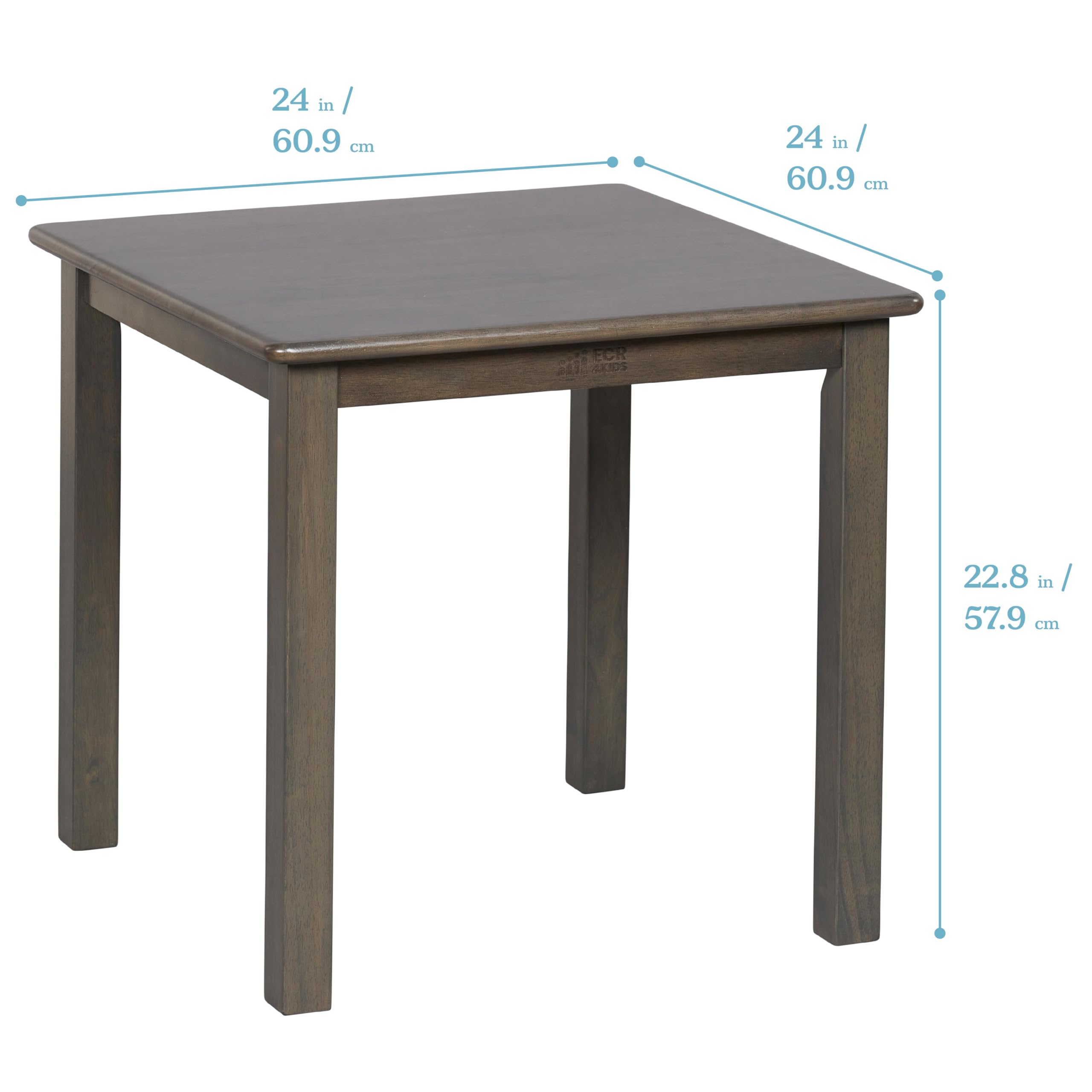 ECR4Kids 24-Inch Square Hardwood Table with 22-Inch Legs - Durable Kids Furniture in Grey Wash - Perfect for Classrooms, Playrooms & Home Learning Spaces