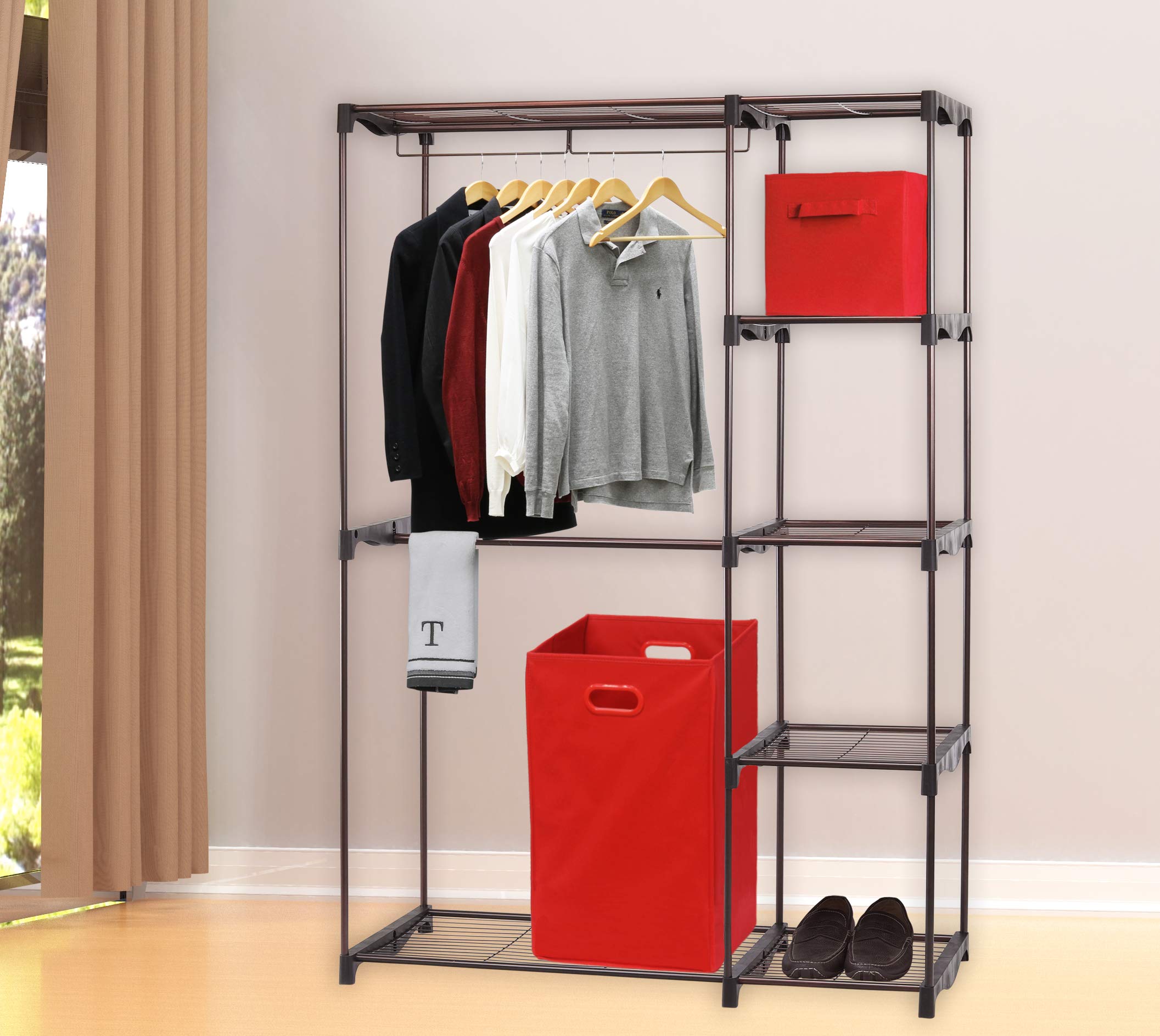 Foldable Laundry Hamper Basket for Closet - Collapsible Clothes Storage Organizer with Handles, Portable Red Laundry Bin for Bedroom, Bathroom, Dorm & Travel