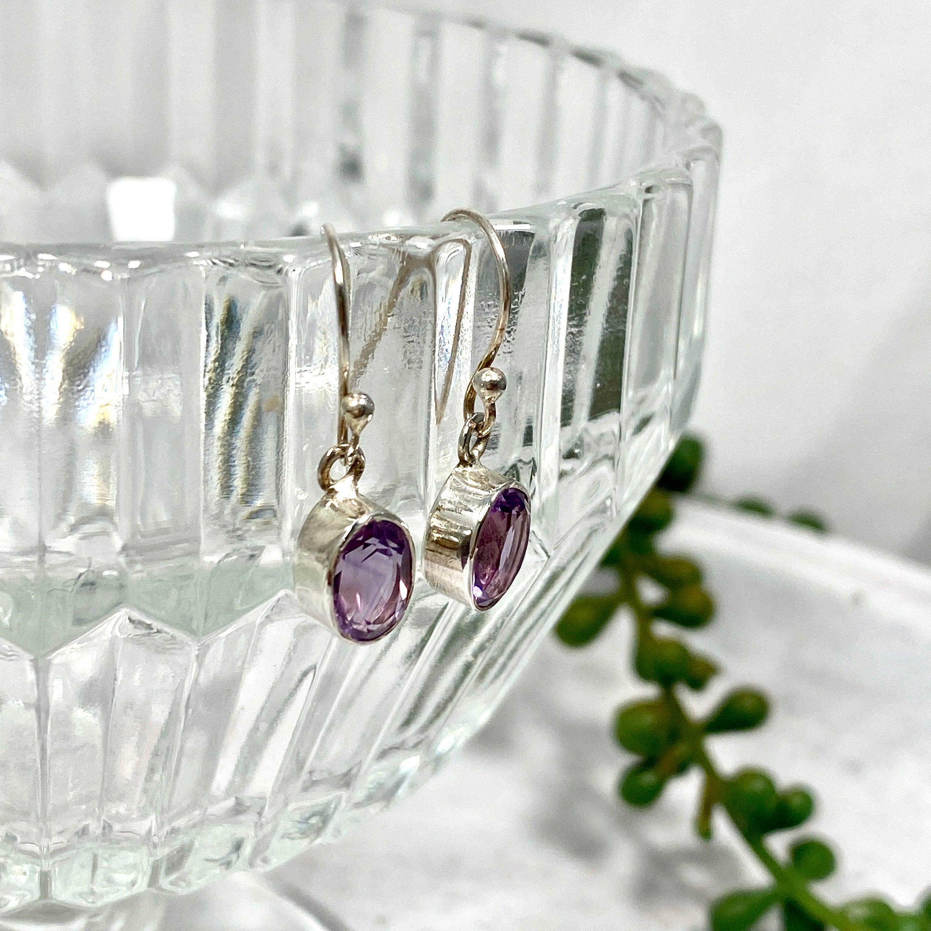 Amethyst Petite Oval Faceted Earrings R2363 AMO – Elegant Purple Gemstone Jewelry for Women, Perfect for Parties, Weddings & Daily Wear