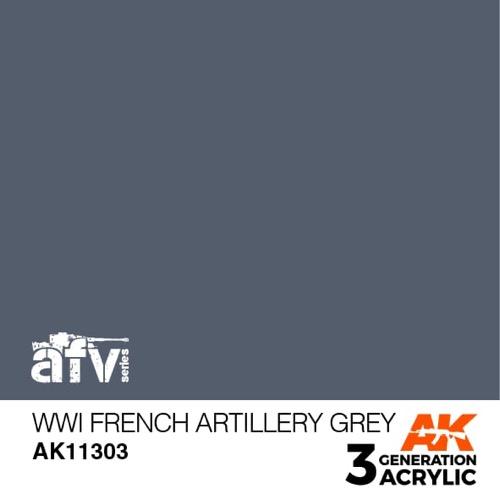 AK Interactive AK11303 AFV Series WWI French Artillery Grey Acrylic Paint - 17ml Bottle (3rd Gen) for Military Model Kits & Historical Dioramas