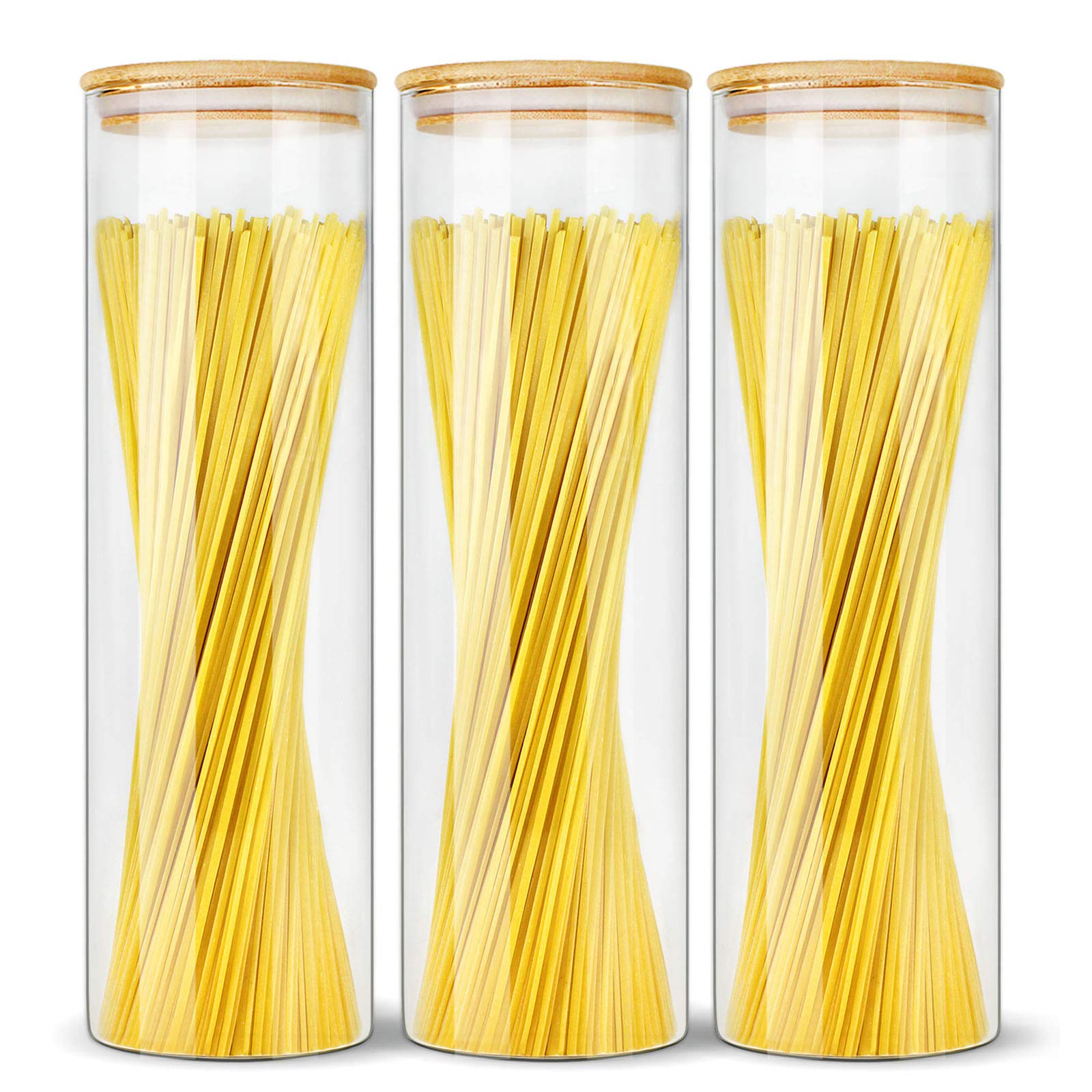 52oz Glass Jars with Bamboo Lids (3-Pack) - Airtight Food Storage Canisters for Kitchen Pantry Organization | Perfect for Dry Goods, Coffee, Tea, Flour & Spice Storage