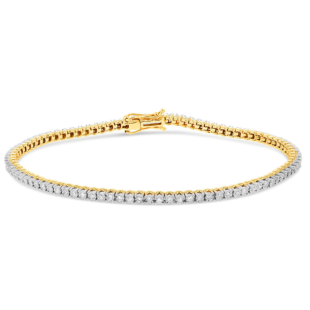 1/2 Carat Lab Grown Diamond Tennis Bracelet - 17.5cm 9K Yellow Gold Jewelry for Women - Perfect for Weddings, Anniversaries & Special Occasions