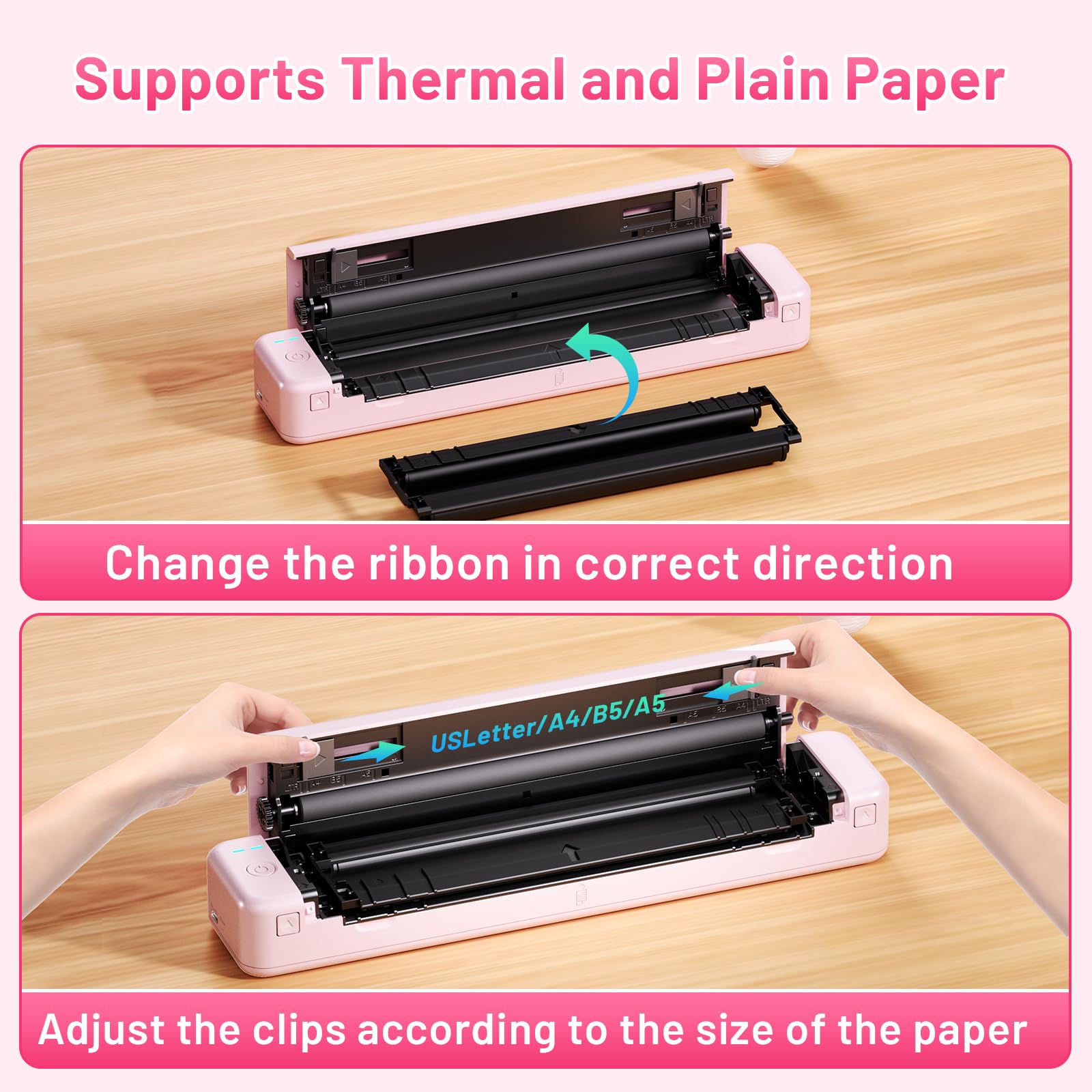 Phomemo P831 Portable Bluetooth Thermal Printer - Wireless Inkless Mini Printer for 8.5x11 & A4 Paper - Travel, Office, Home Use - Print from Phone, Laptop, Tablet - Perfect for Receipts, Labels, Notes & Documents