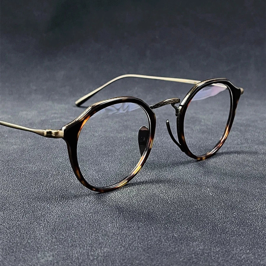 Black Titanium Acetate Full Rim Flat Top Oval Eyeglasses for Men - Stylish & Durable Frame (Model 4213) | Perfect for Work, Reading & Everyday Fashion