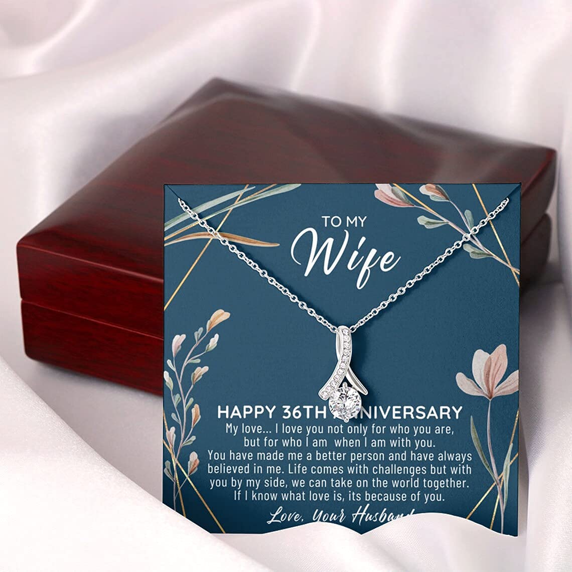 Personalized 36th Wedding Anniversary Necklace for Wife - Custom Handmade Jewelry Gift for Her - Birthday, Christmas Present - Perfect for Romantic Occasions & Special Celebrations