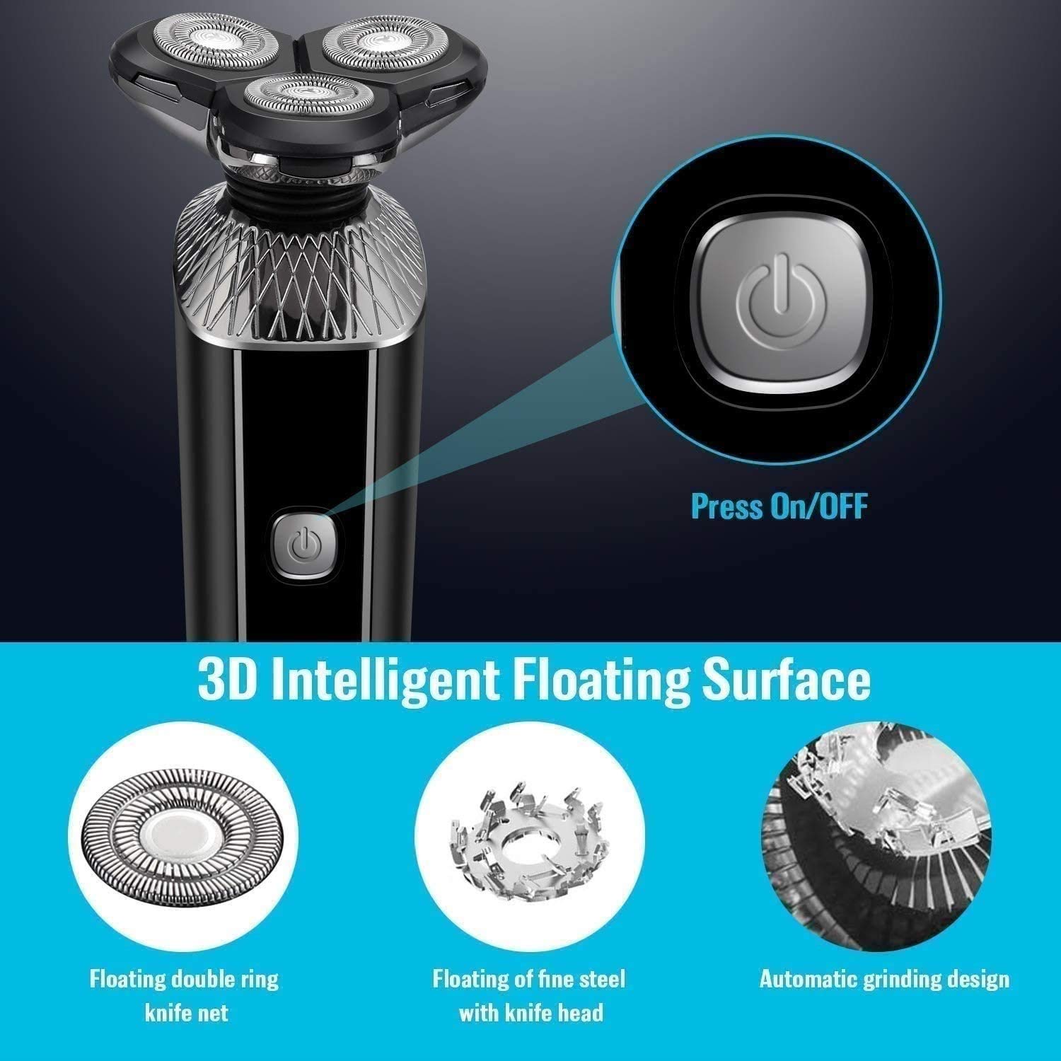 Best Men's Electric Shaver - 3-in-1 Waterproof Rotary Shaver with Rechargeable Battery | Perfect for Travel, Gym & Daily Shaving