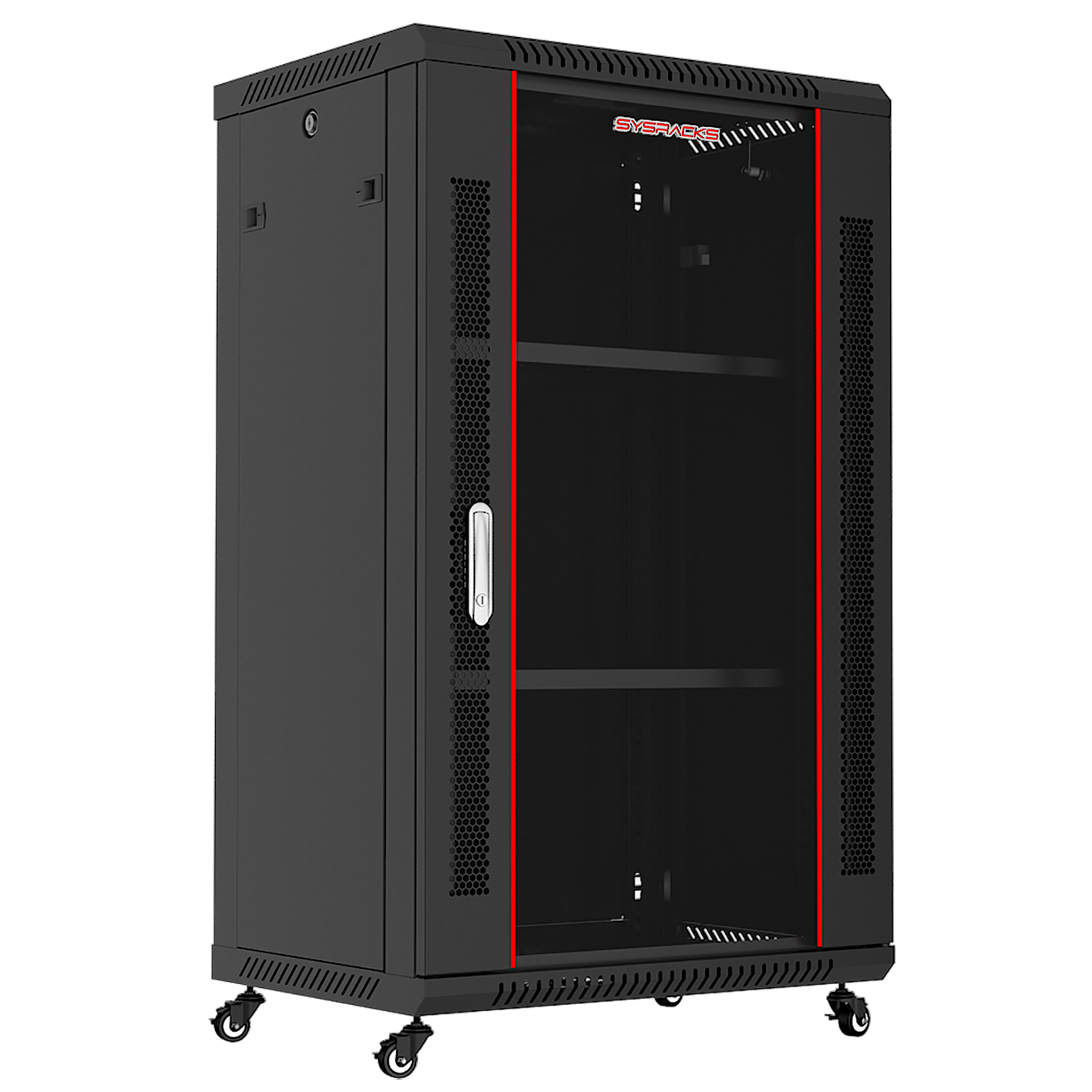 19U Wall Mount Server Rack Cabinet - Lockable 19 Inch Network Enclosure for IT/AV Equipment with Power Bar, Shelf & Cooling Fan (24