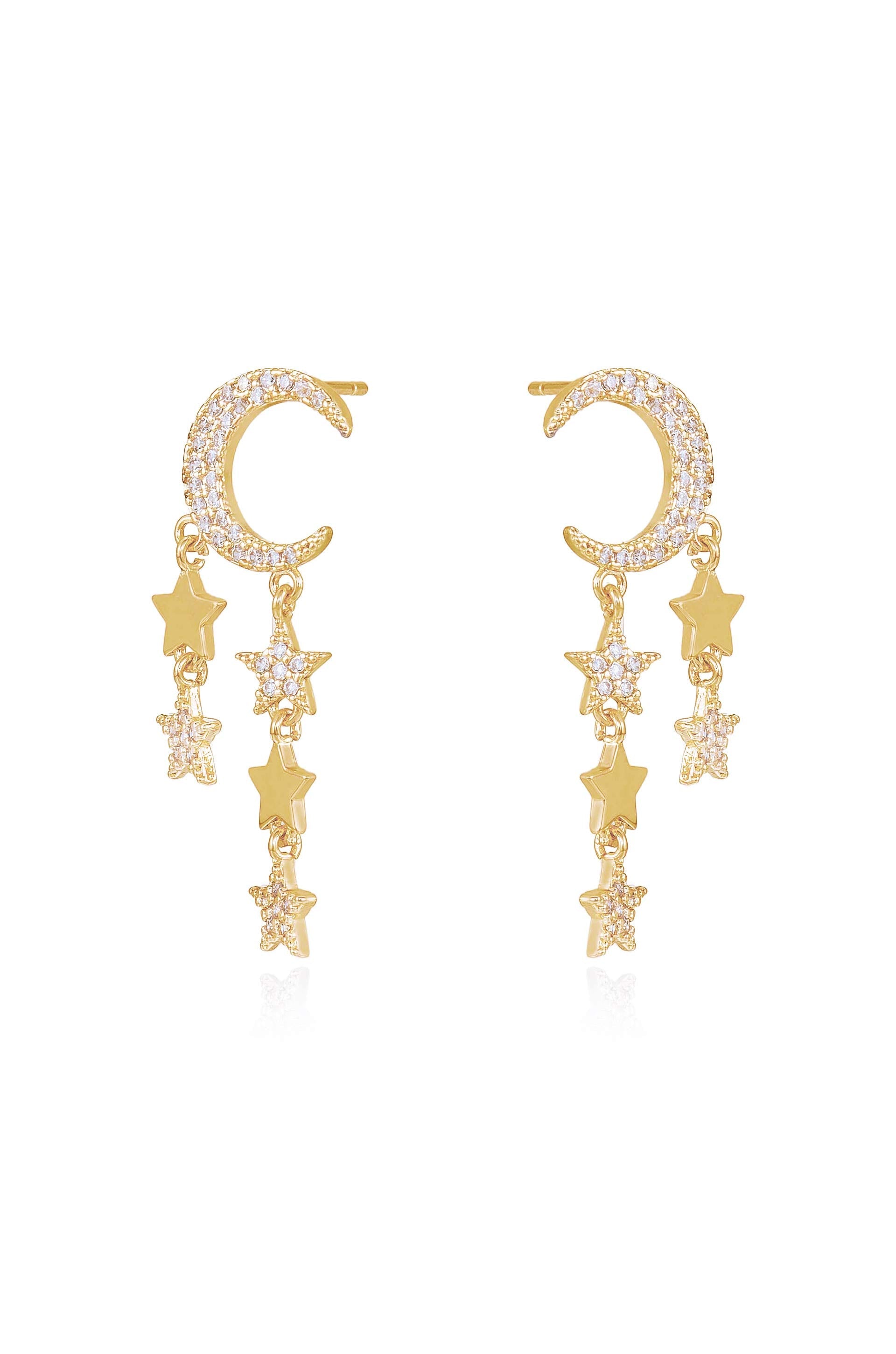 Lunar Shower Crystal Dangle Earrings - Elegant Moonstone Drop Earrings for Women | Perfect for Weddings, Parties & Evening Events