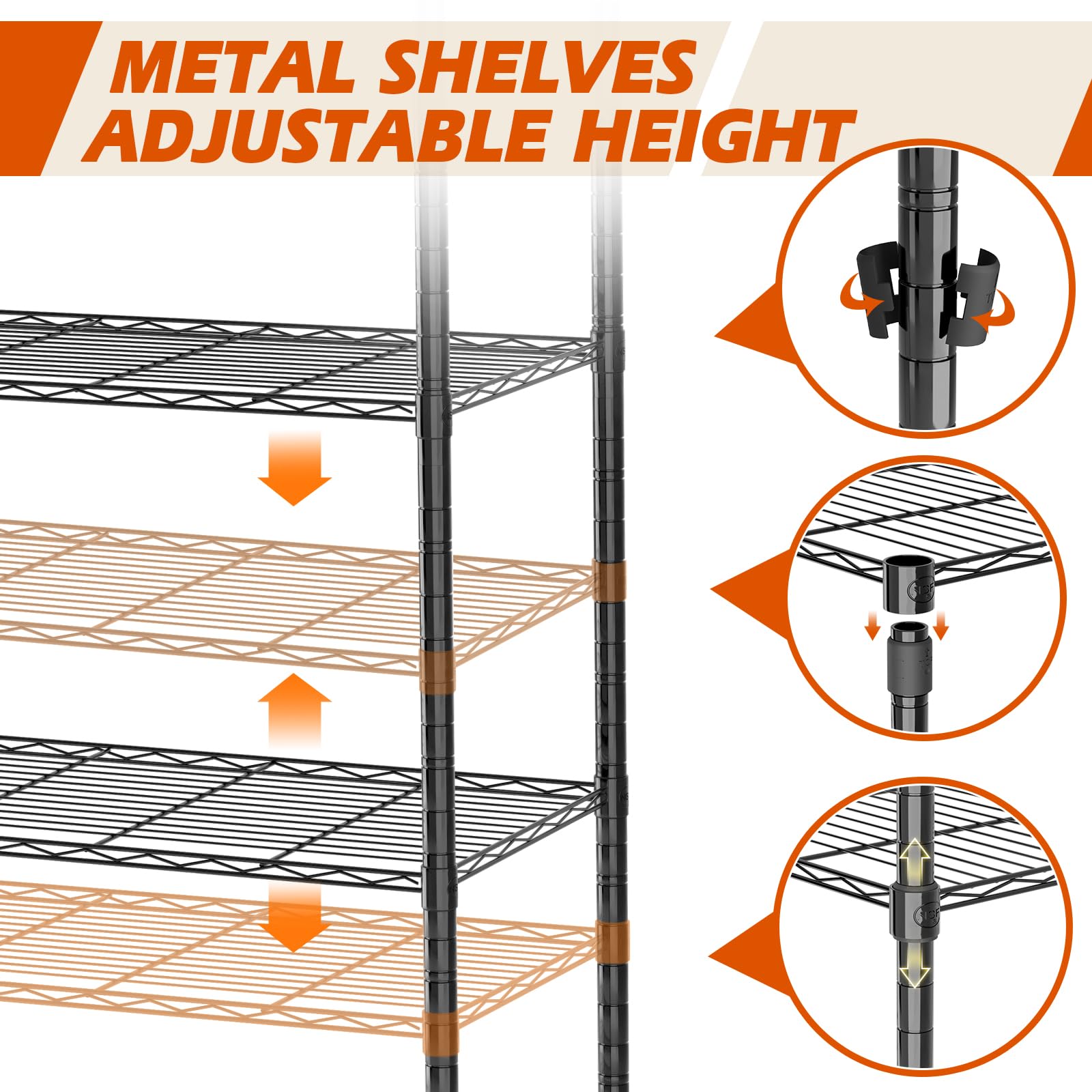 5-Tier Heavy Duty Storage Shelves - Adjustable Steel Garage Shelving Unit with 150 lbs Capacity, 30
