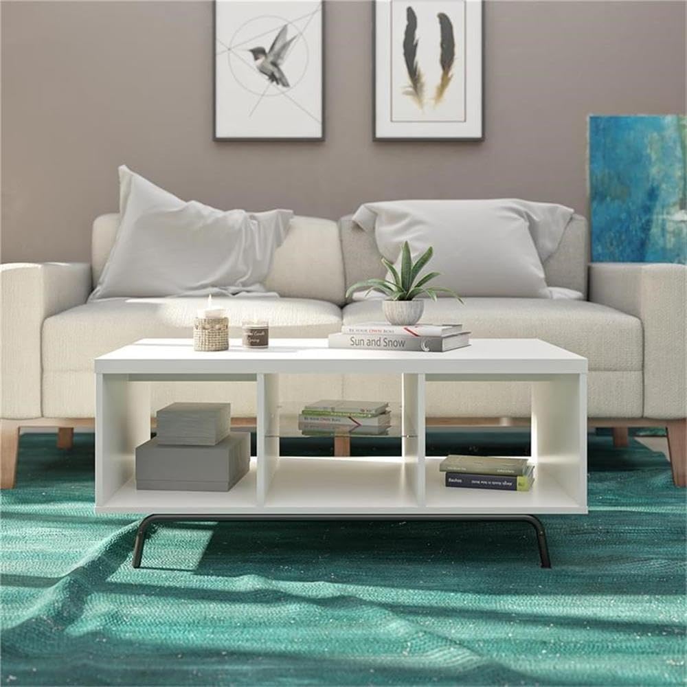 Ameriwood Home Melbourne White Coffee Table - Modern Living Room Furniture for Small Spaces, Home Decor, and Entertainment Centers