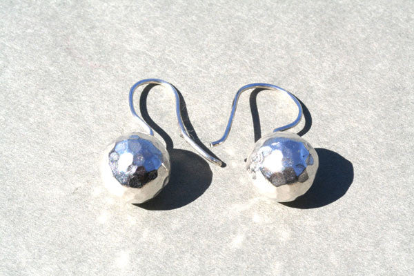 Elegant Pure Silver Battered Ball Hook Earrings for Women - Perfect for Parties, Weddings & Everyday Wear