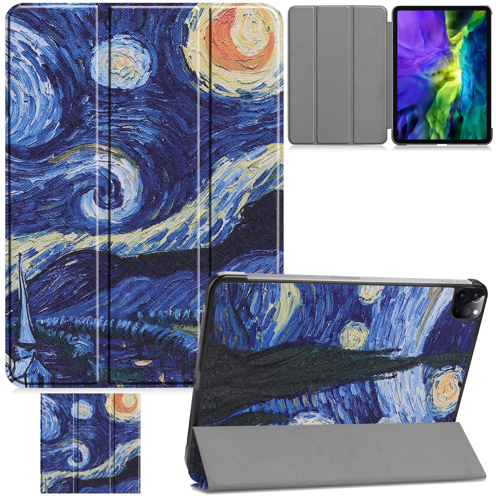 Slim Tri-Fold Stand Case for iPad Pro 11 Inch (3rd/2nd Gen 2021/2020) - Auto Sleep/Wake, Apple Pencil Charging & Pairing, Lightweight Protective Cover (Starry Sky) - Perfect for Work, Travel & Home Use