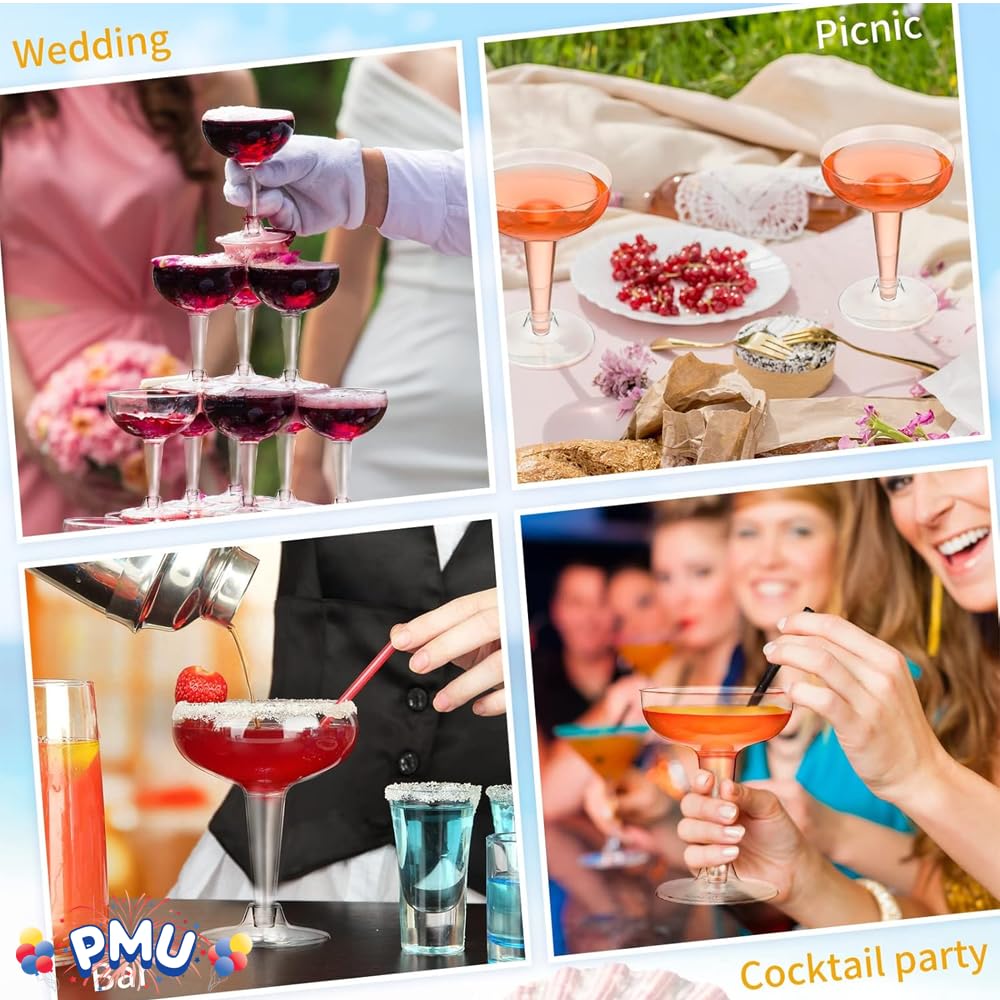 Premium PMU Champagne Glasses 4 oz Set of 2 - Bulk 40 Pieces (6 Packages) - Perfect for Weddings, Parties & Special Events