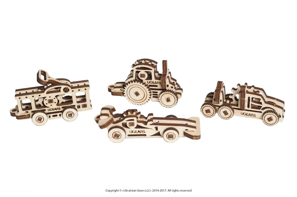 UGears U Fidget Vehicles - 3D Wooden Mechanical Model Kits for Adults & Teens - DIY Puzzle Toys for Stress Relief & Focus - Perfect for Office Desk, Home Decor & STEM Education