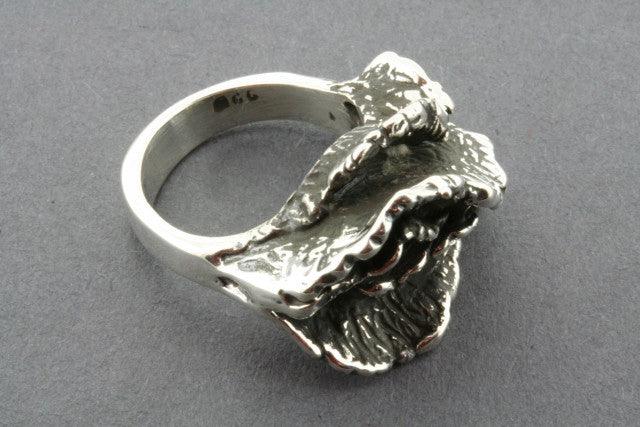 Oxidized Coral Ring - Sterling Silver Jewelry for Women, Handmade Boho Style, Perfect for Beach Weddings & Summer Fashion