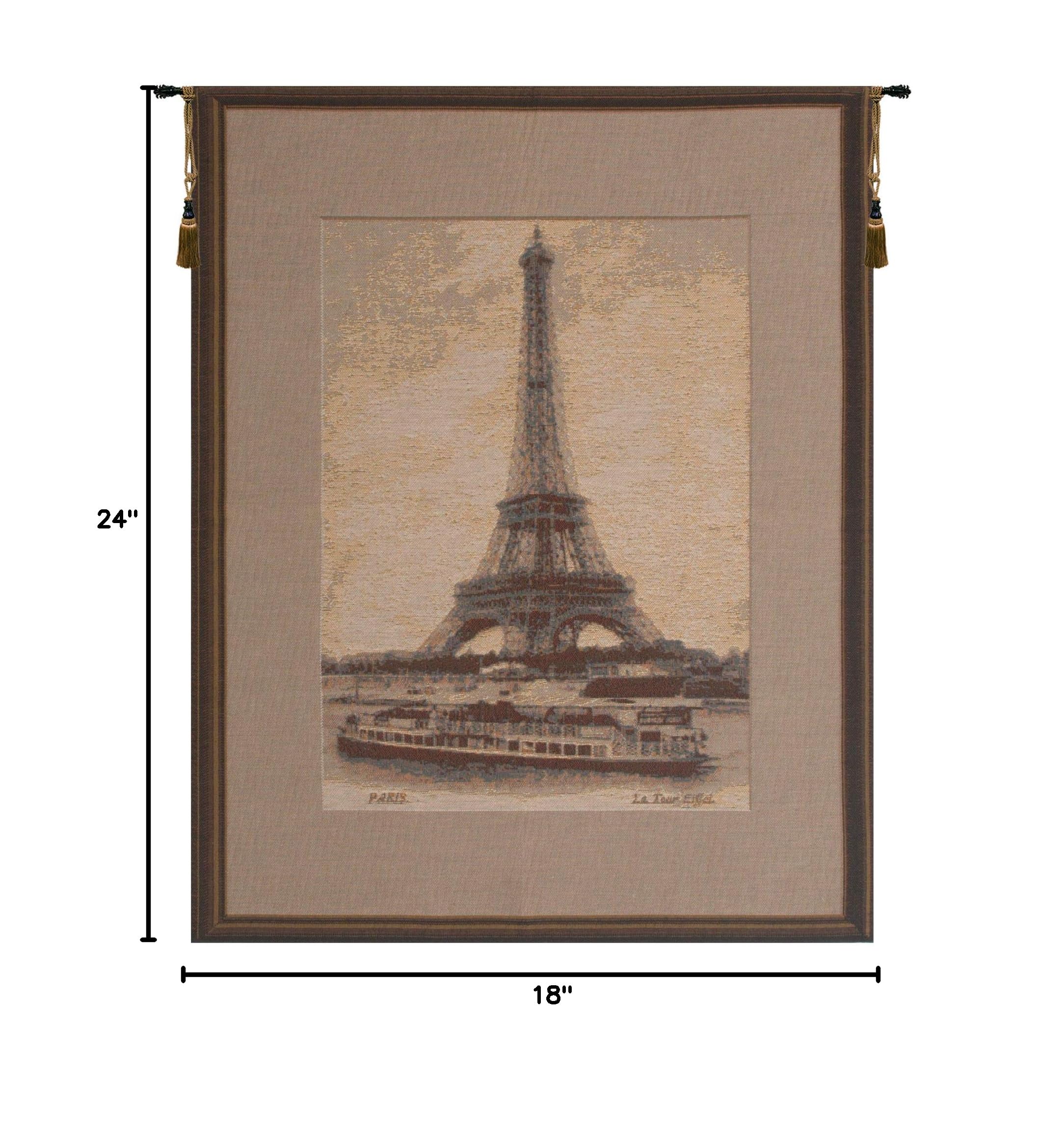 French Tapestry Wall Hanging - Eiffel Tower Design | Viscose Cotton Polyester Blend Artwork | 24x18 Inch Home Decor | Perfect for Living Room, Bedroom & Office Wall Decor